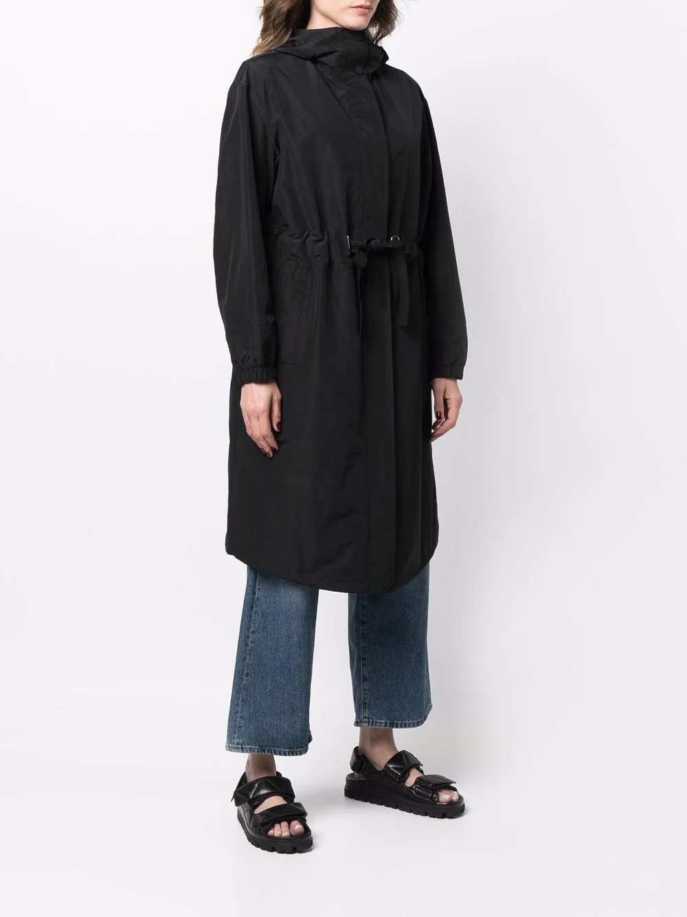 oversized hooded zip-up coat - 3