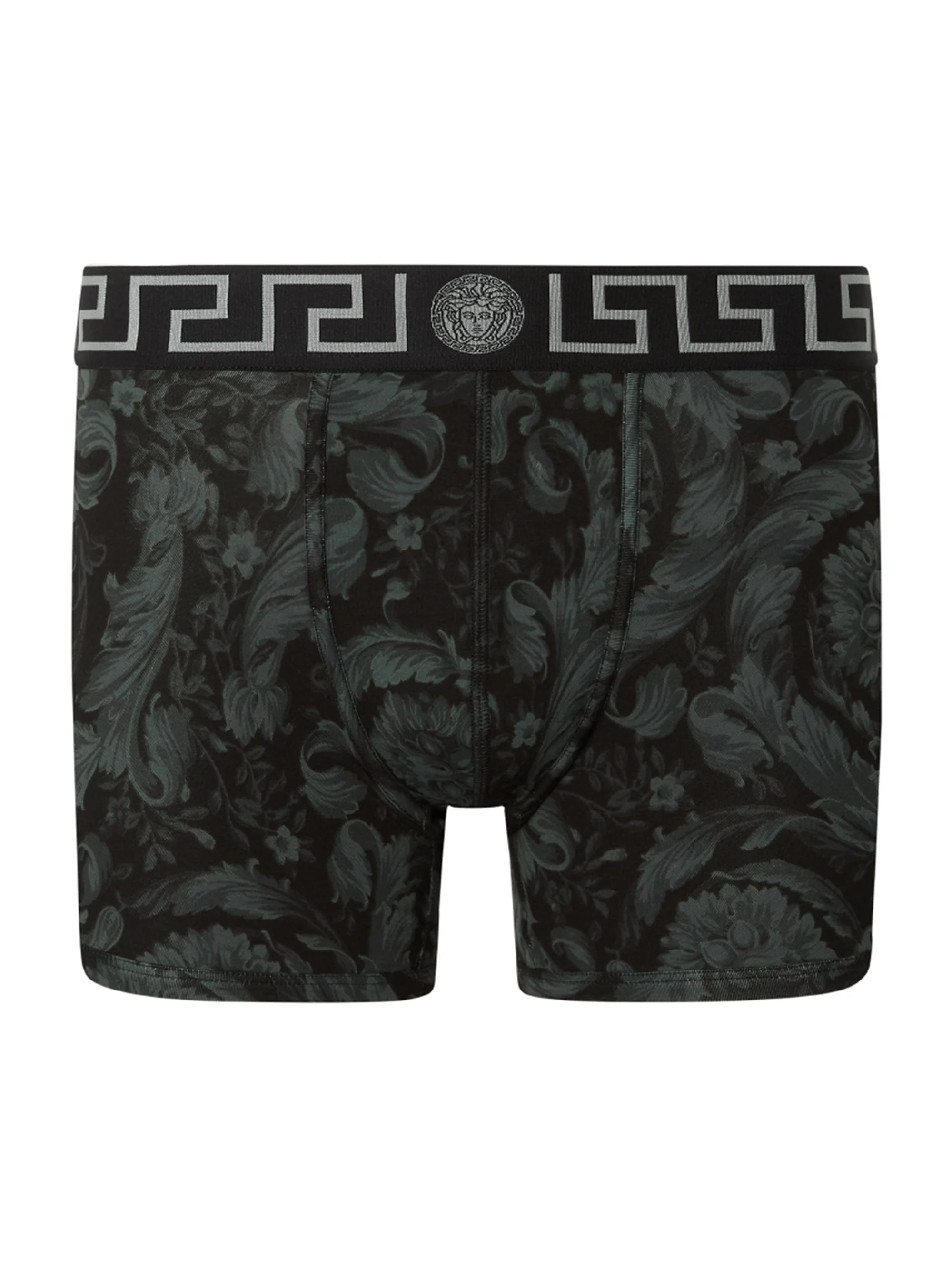 Men's Barocco-Print Cotton-Stretch Boxer Briefs - Black Grey - 1