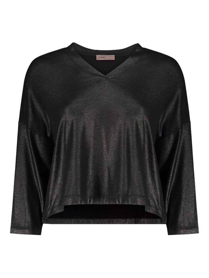 V-neck metallic top 1