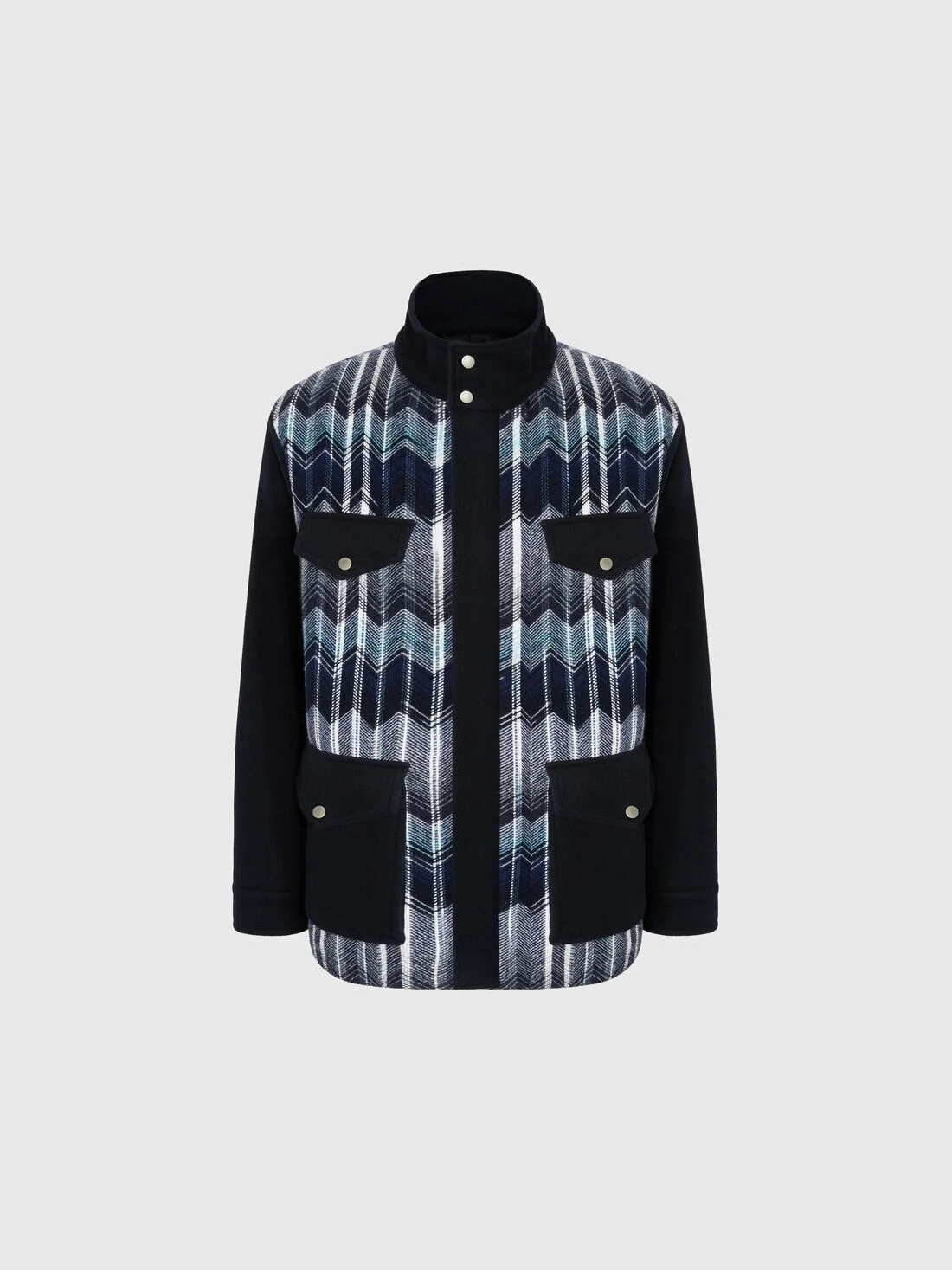 Field Jacket with Zigzag Pattern - 1