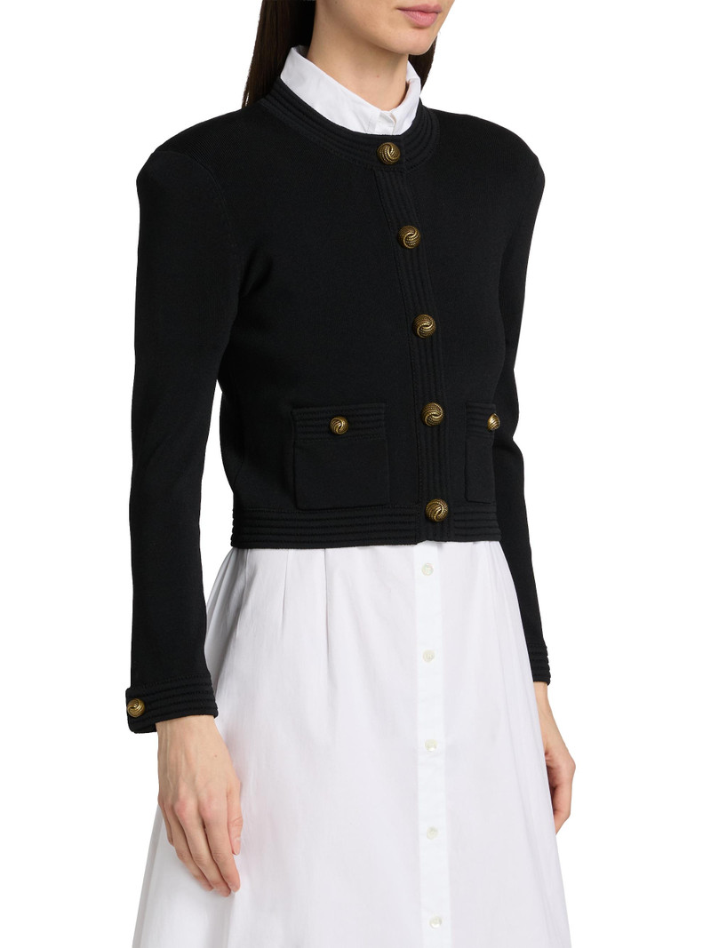 Women's Patsy Crewneck Crop Cardigan - Black Gold 4