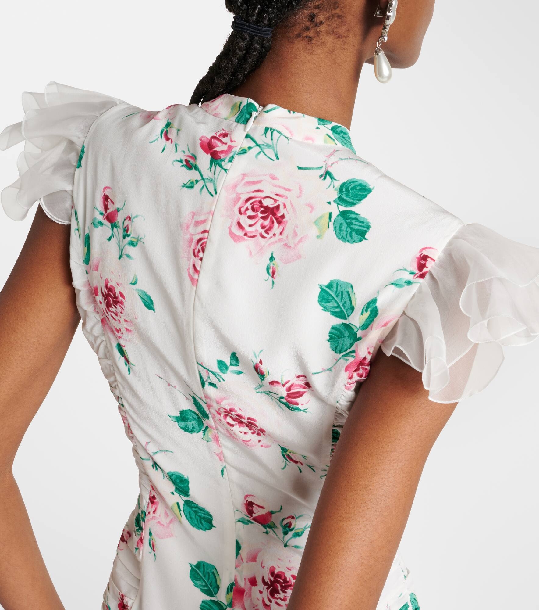 Floral silk midi dress - 6
