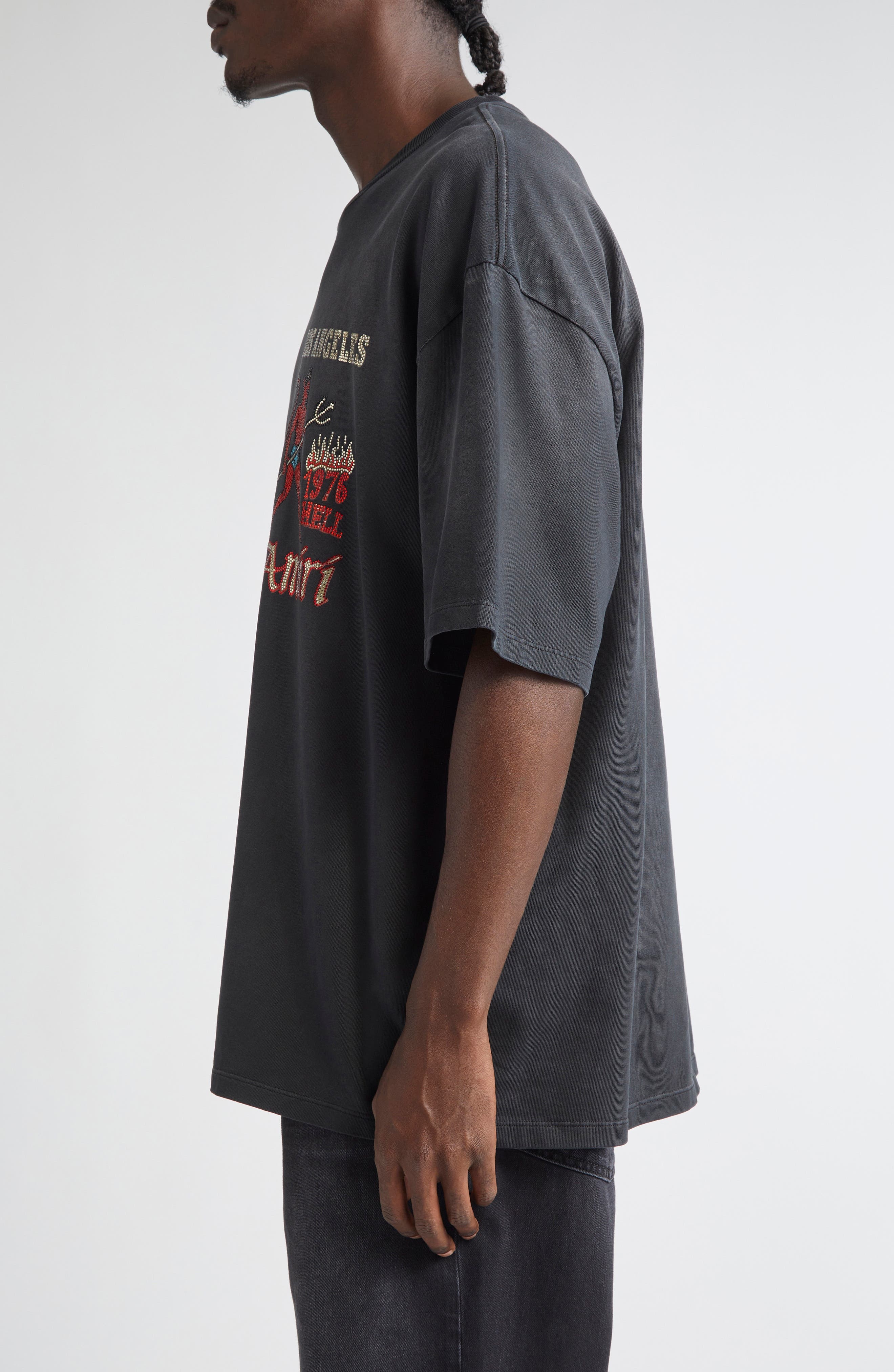 AMIRI Sinners Crystal Embellished T-Shirt in Black at Nordstrom - 4