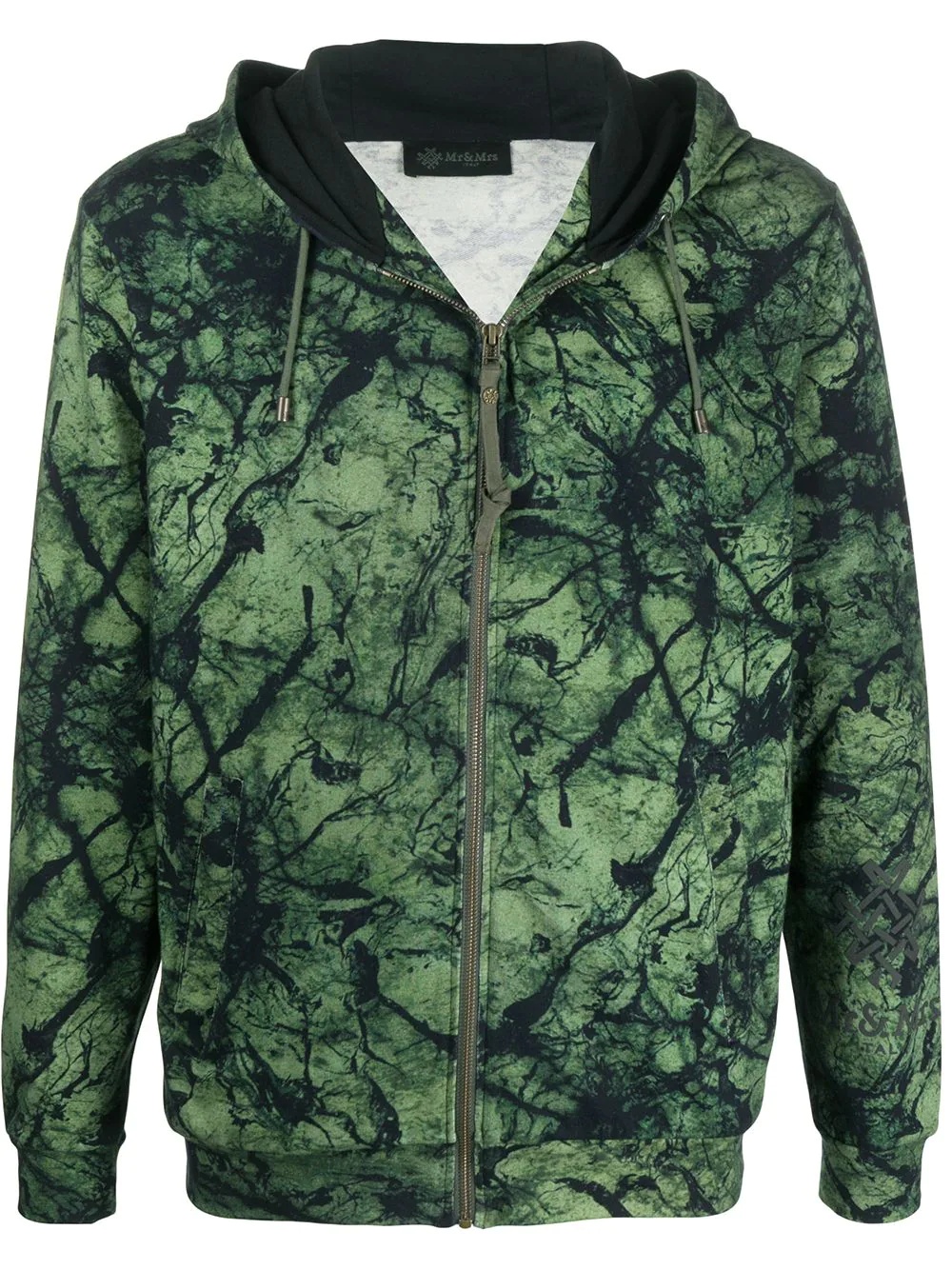 abstract print zipped hoodie - 1