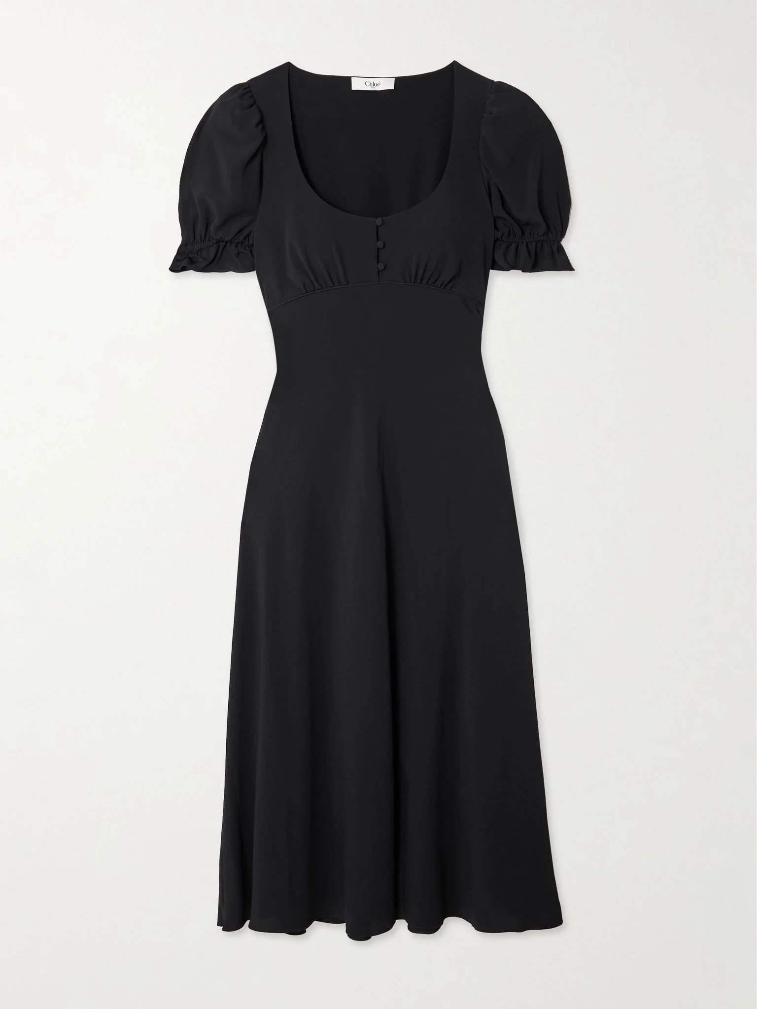 Crepe de chine midi dress Black - 1