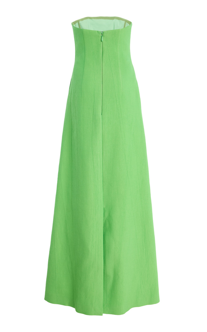 Monique Lhuillier Strapless Cotton Blend A-Line Gown green outlook
