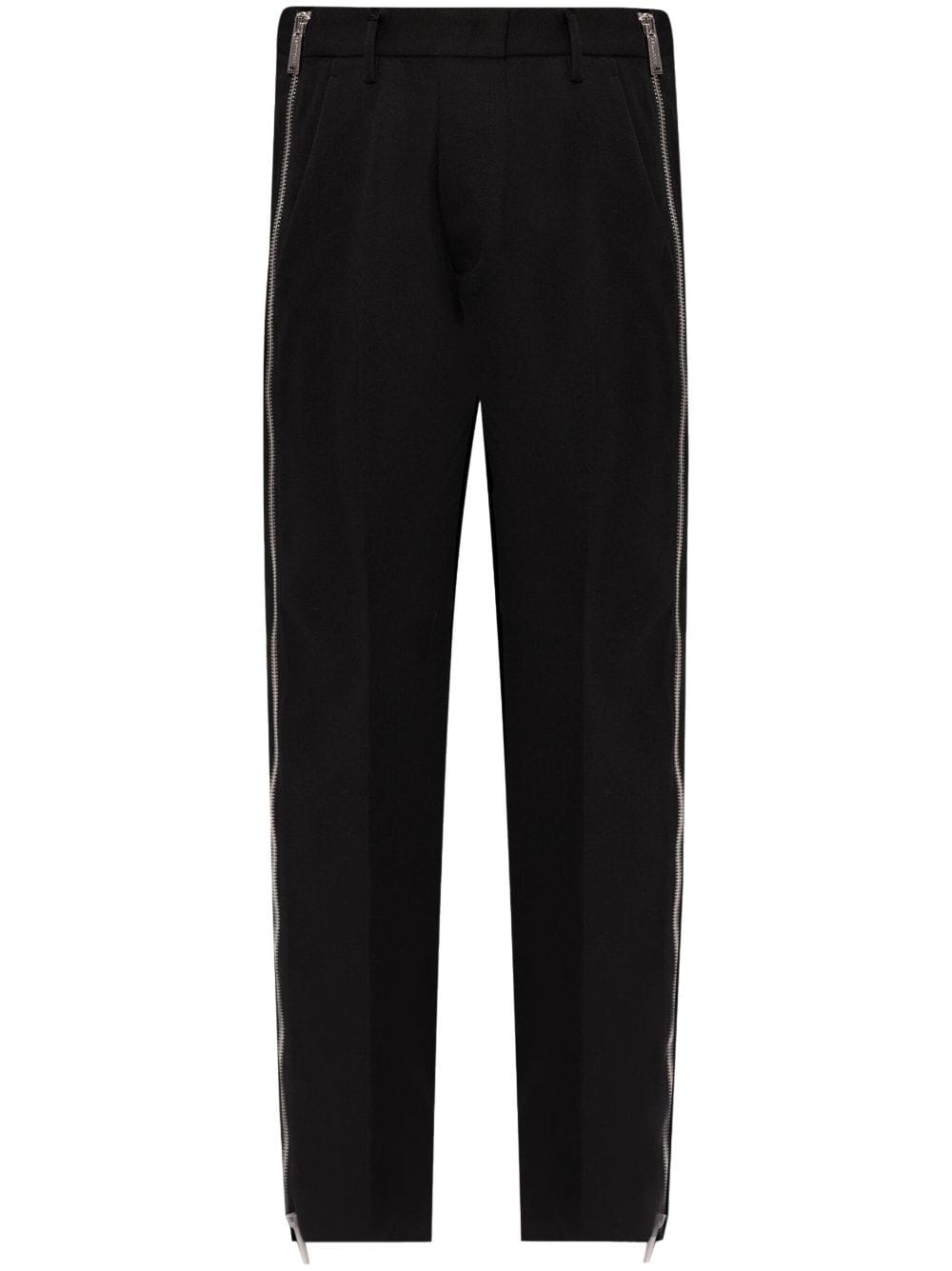 side zip-up virgin wool trousers - 1