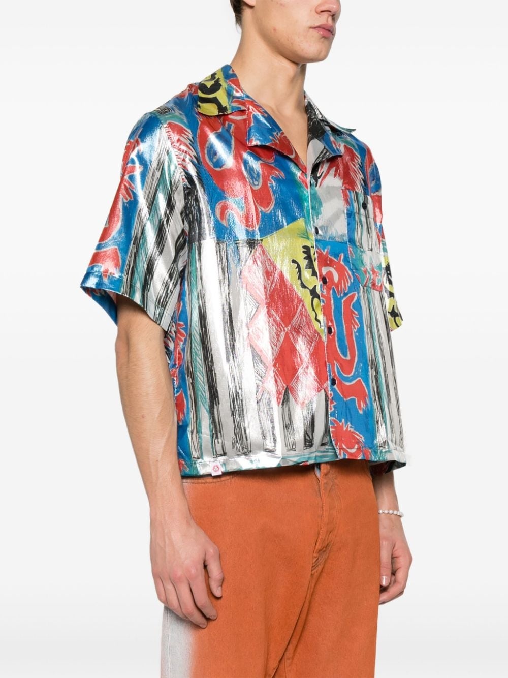 metallic-sheen shirt - 3