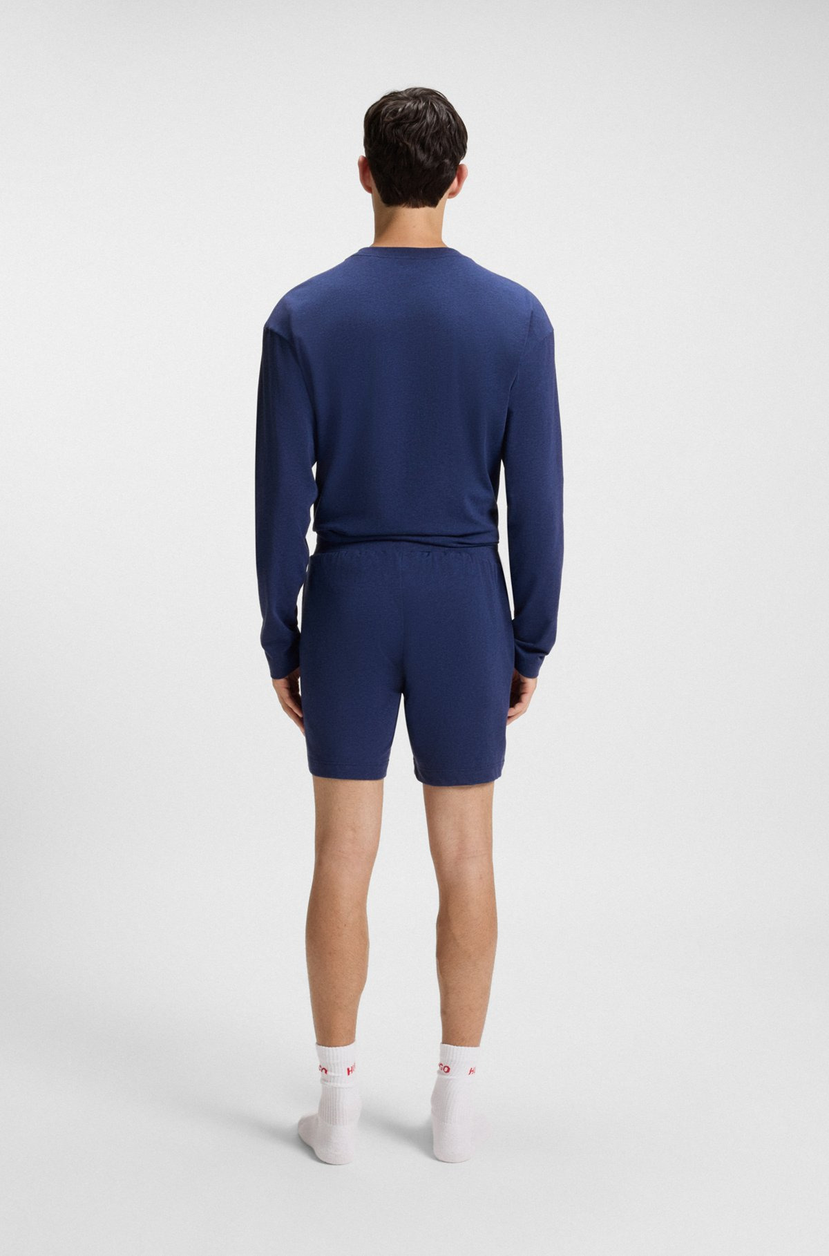 STRAIGHT-LEG SHORTS IN STRETCH COTTON WITH LOGO PRINT - 4