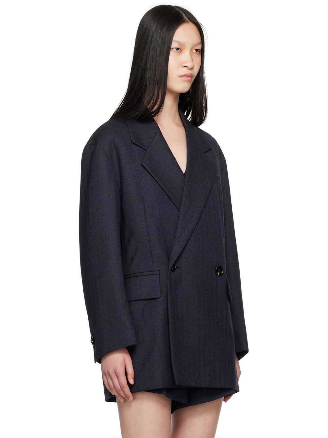 Navy Belted Blazer - 2