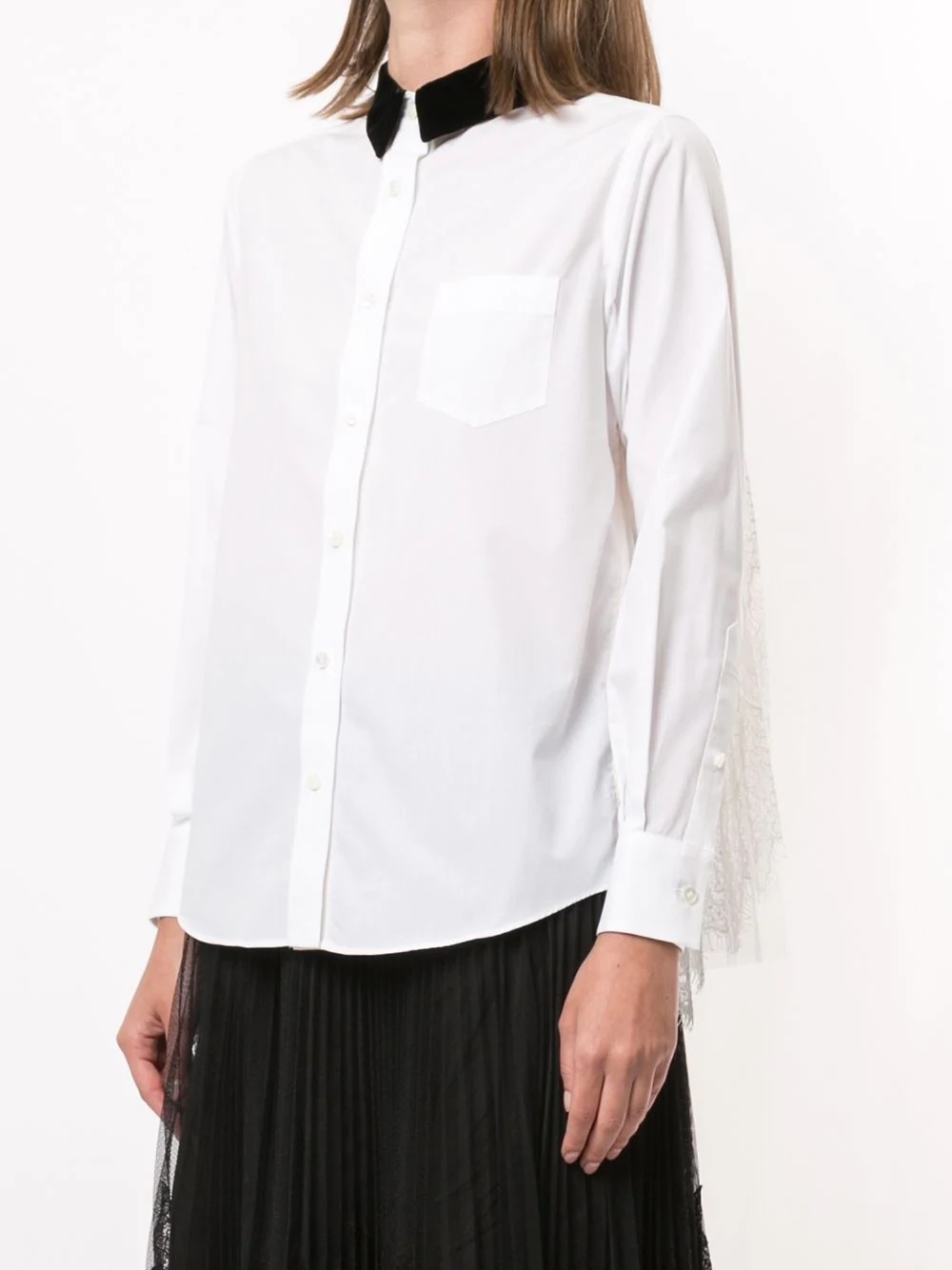 sheer panel shirt - 3