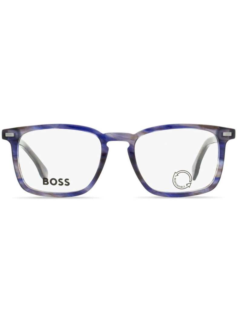marbled rectangle-frame glasses 1