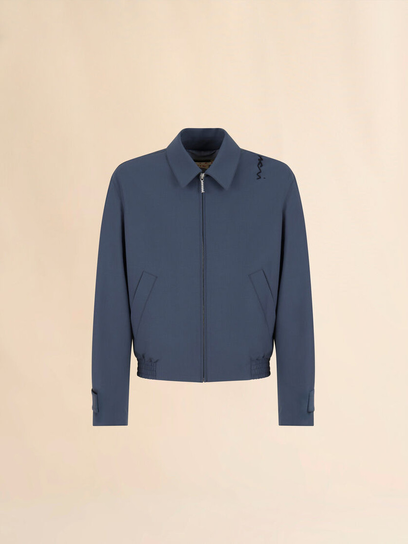 GRAY LIGHT WOOL JACKET WITH COLLAR 1