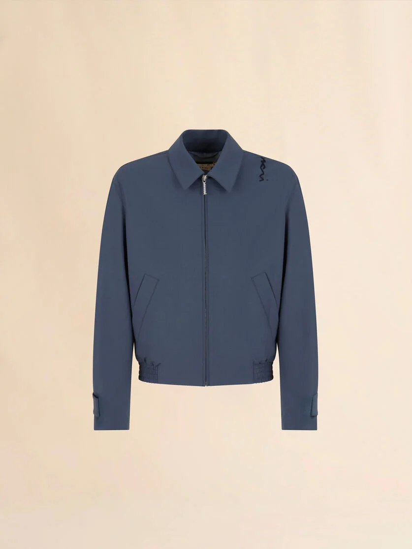 GRAY LIGHT WOOL JACKET WITH COLLAR - 1