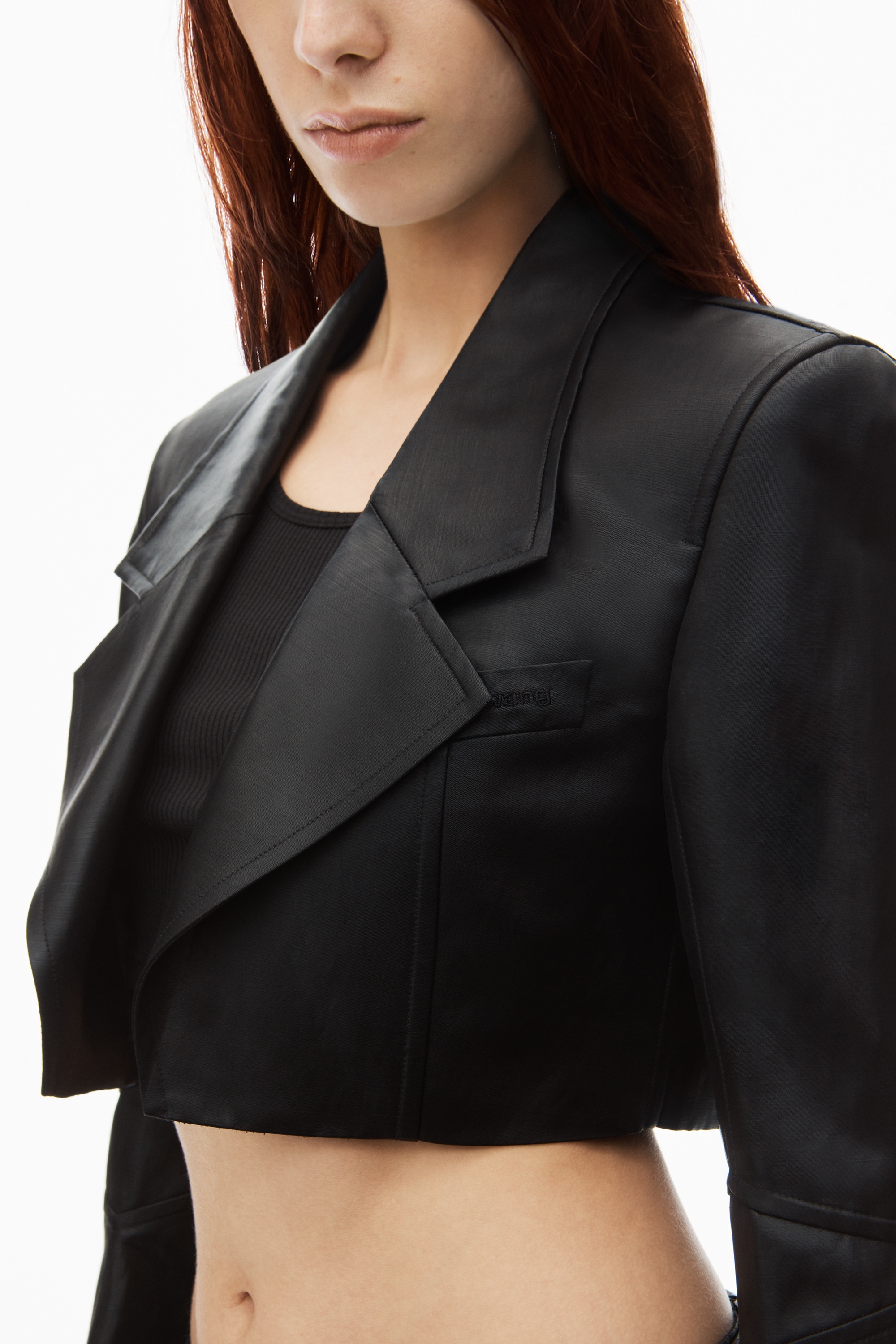 cropped blazer in linen chintz - 4