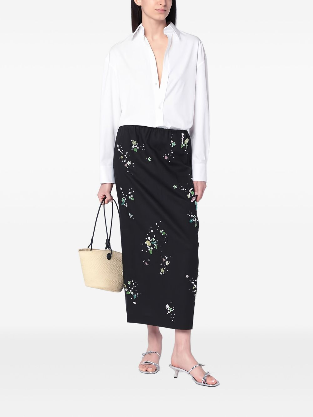 floral-embellished elastic-waist skirt - 2