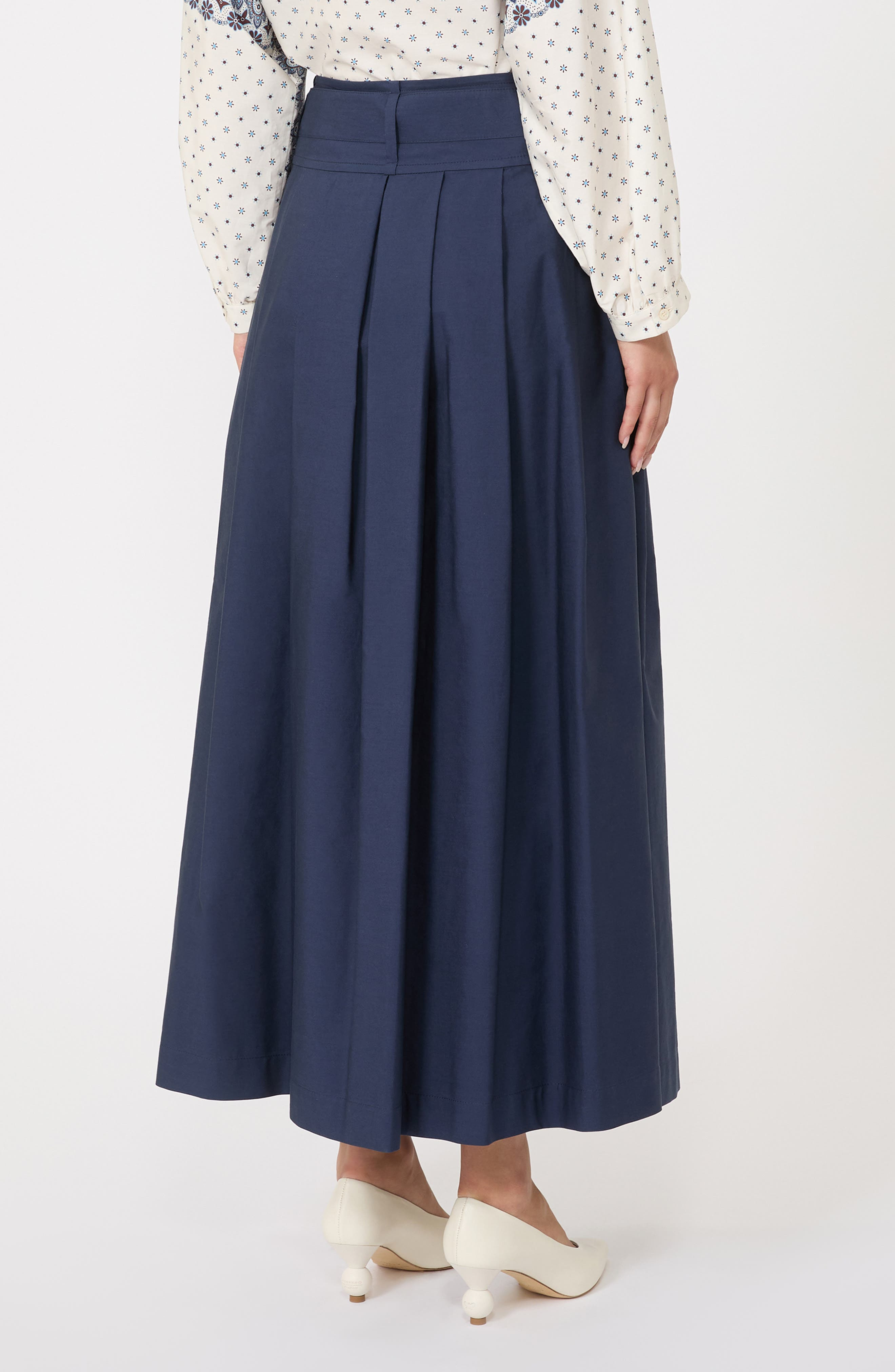 Weekend Max Mara Agiate Tie Waist Cotton Skirt in Navy at Nordstrom - 2
