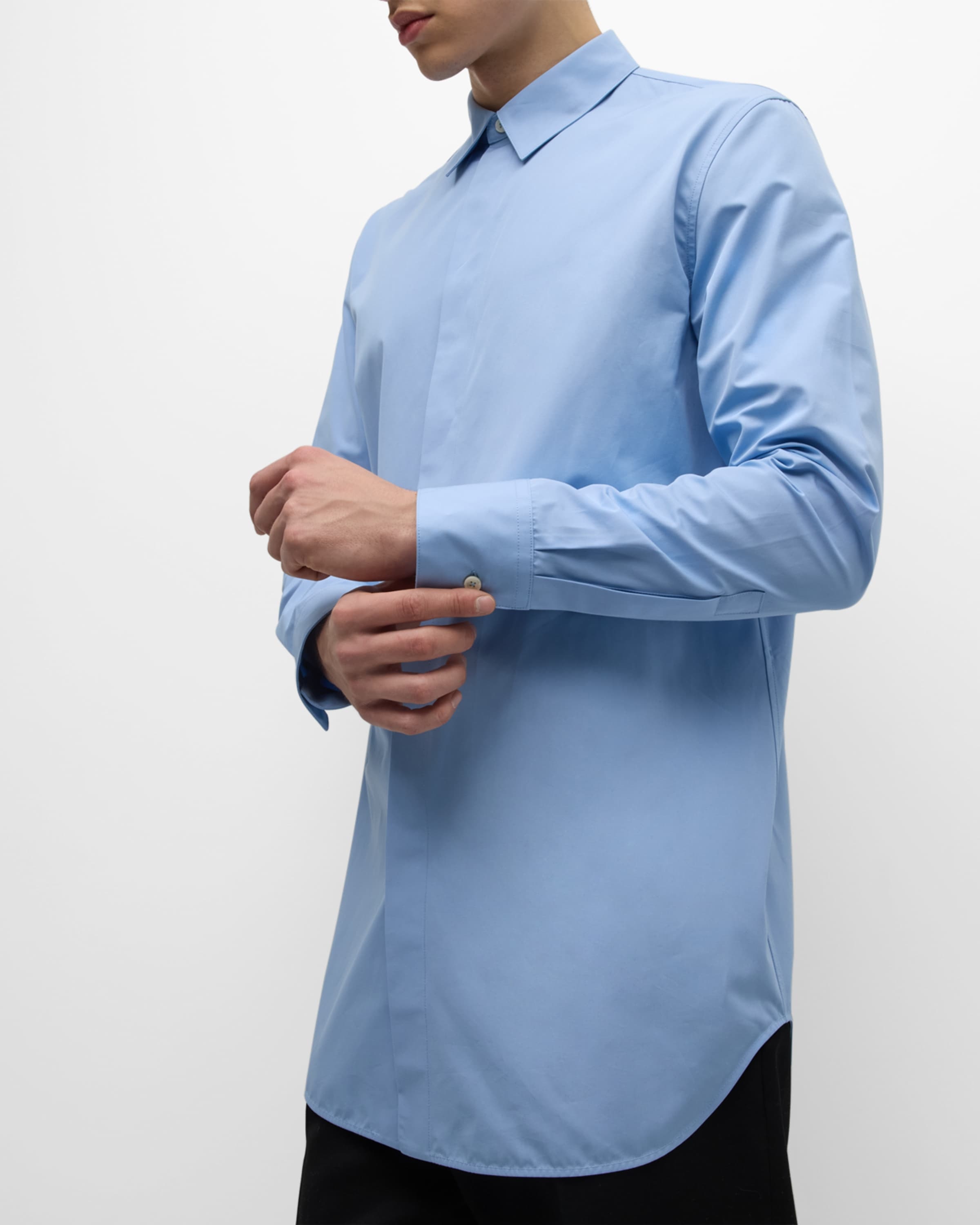 Men's Long Button-Down Solid Shirt - 4