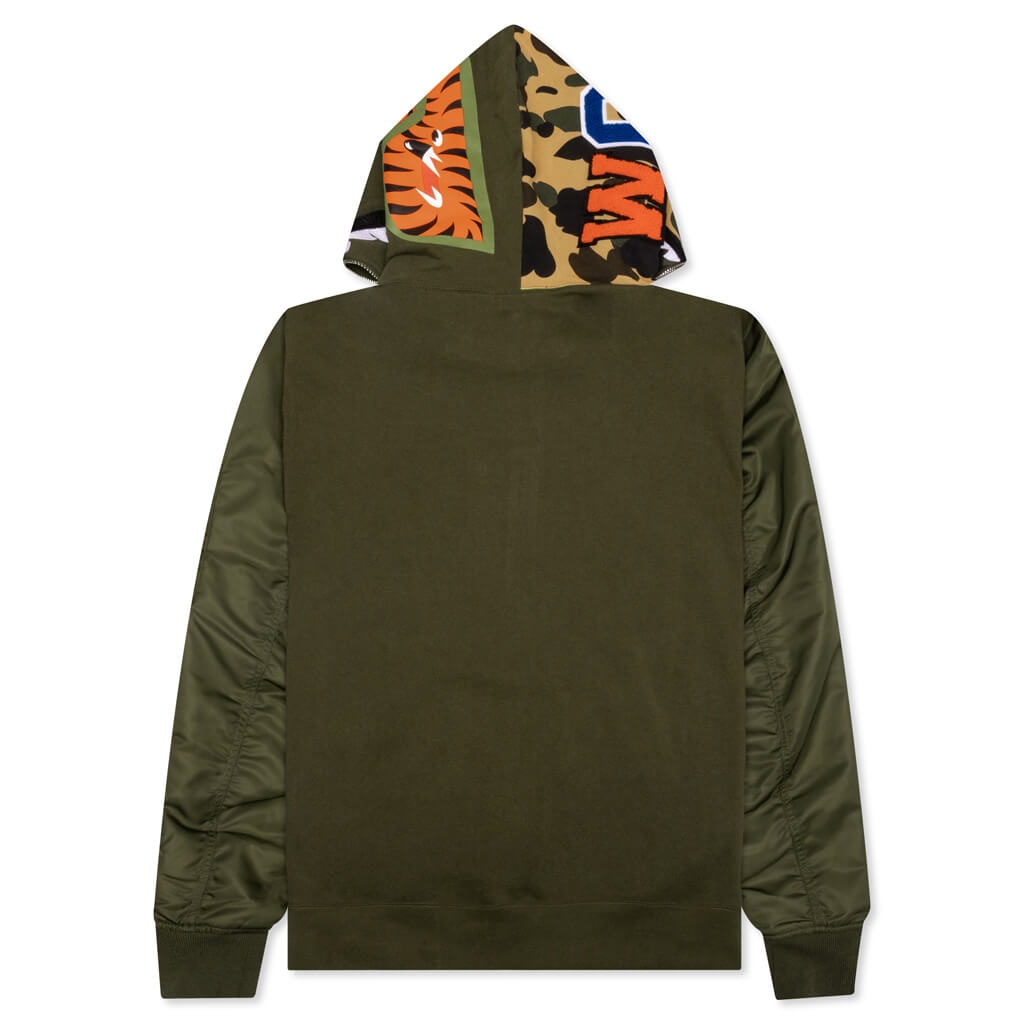 MILITARY SHARK RELAXED FIT FULL ZIP HOODIE - OLIVE DRAB - 2