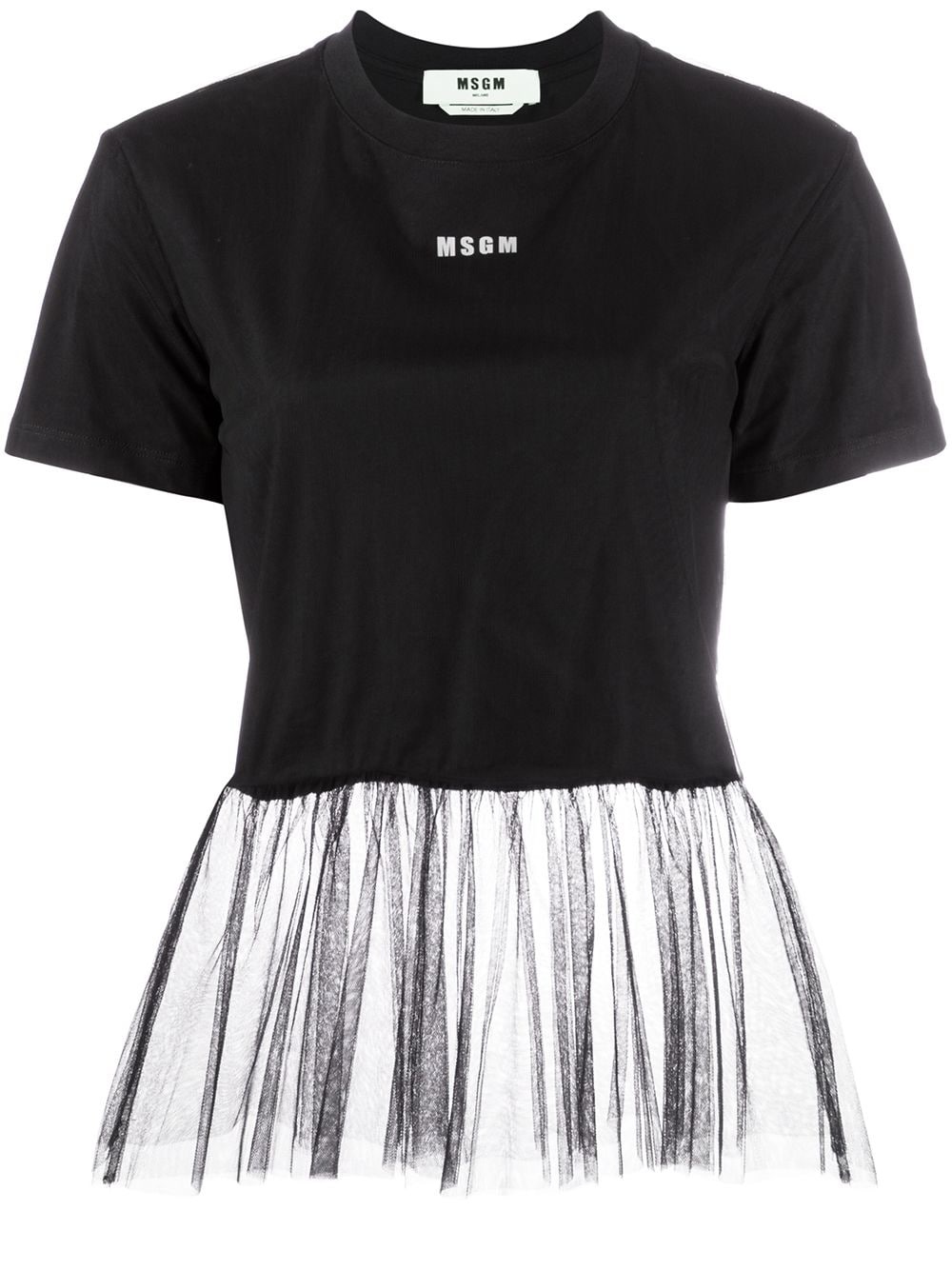 logo-print tulle-hem T-shirt - 1