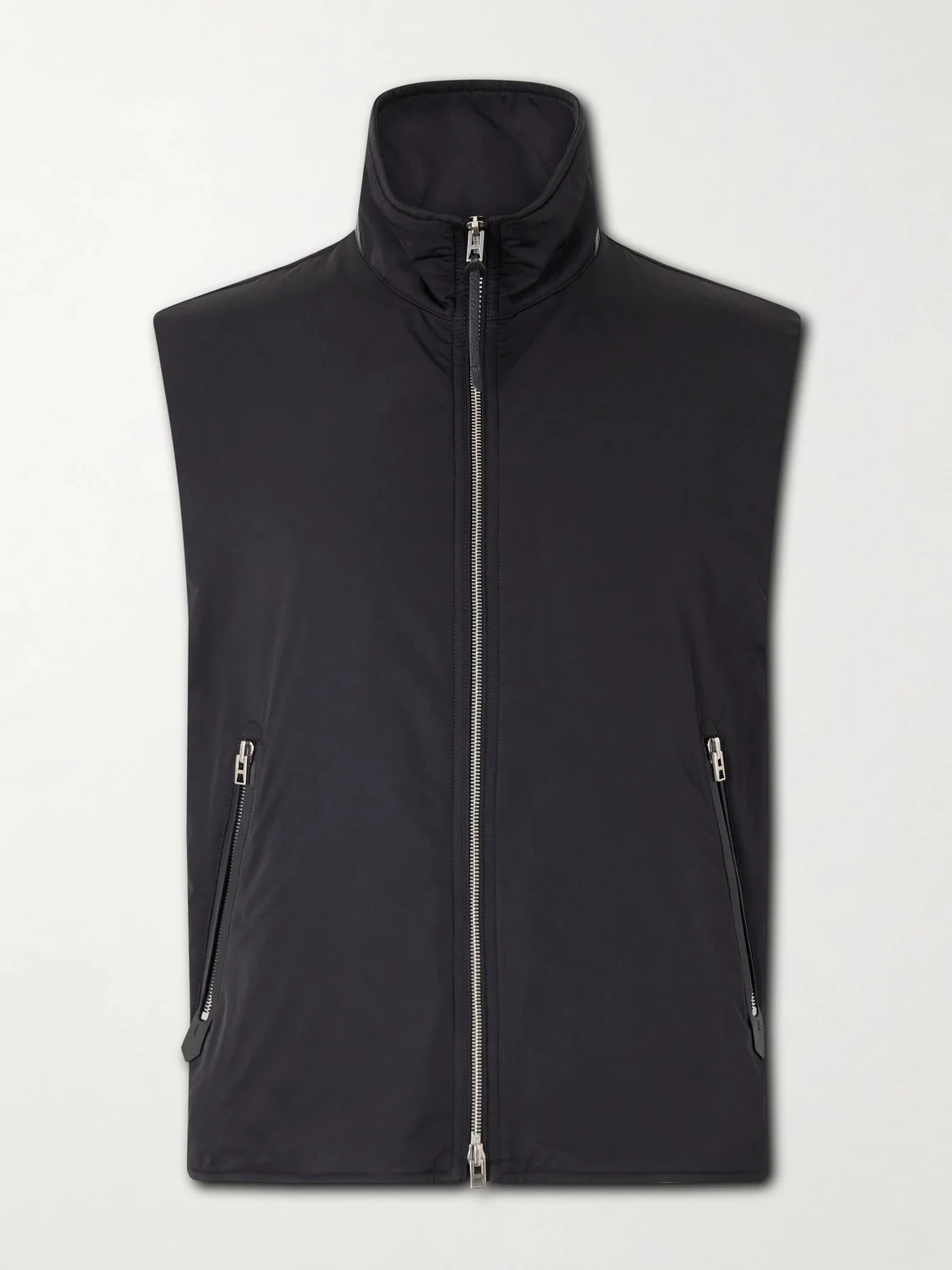 Peach Touch Leather-Trimmed Poplin Gilet - 1