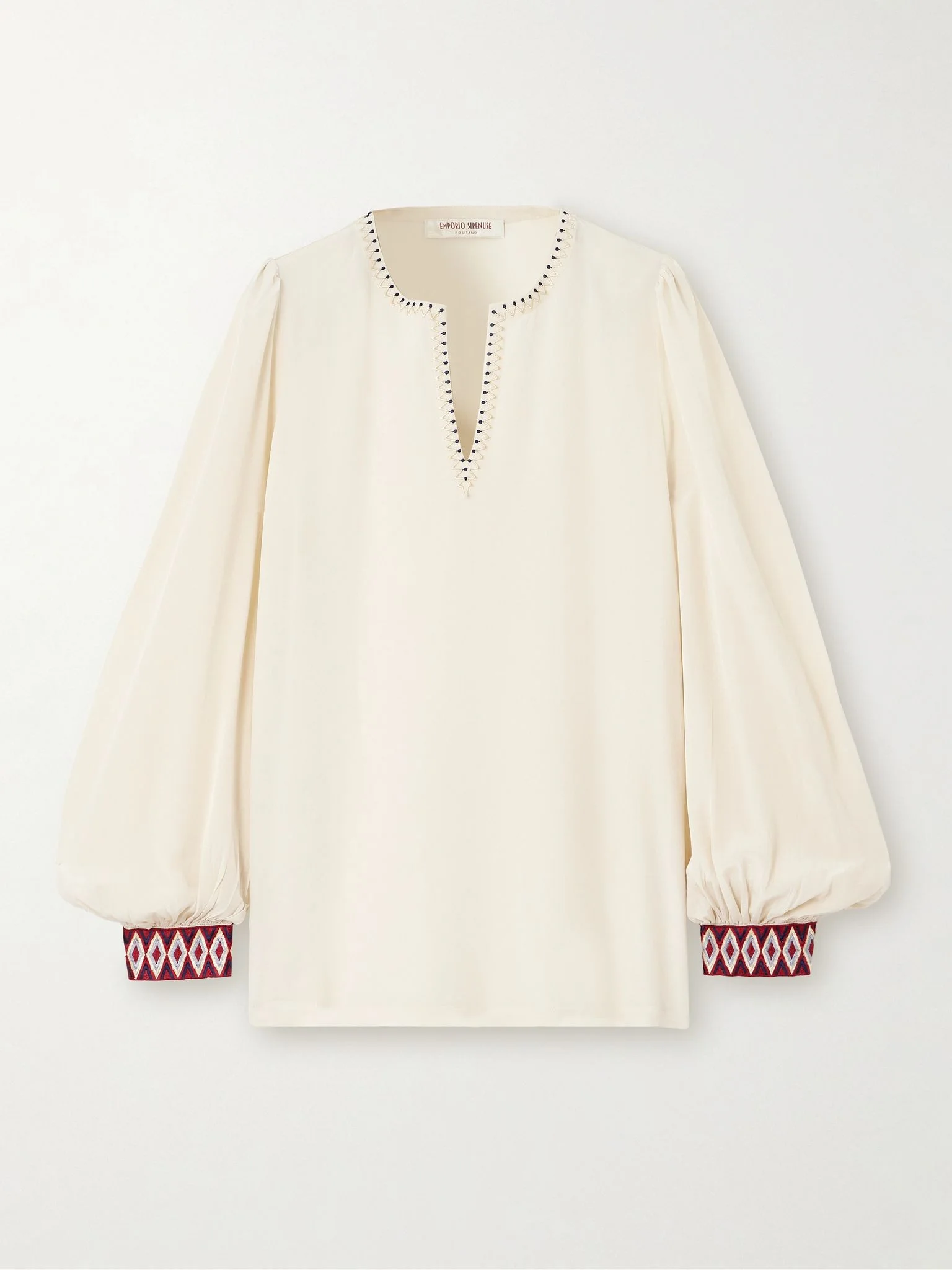 Vera Samarcanda embroidred silk-chiffon shirt Red - 1