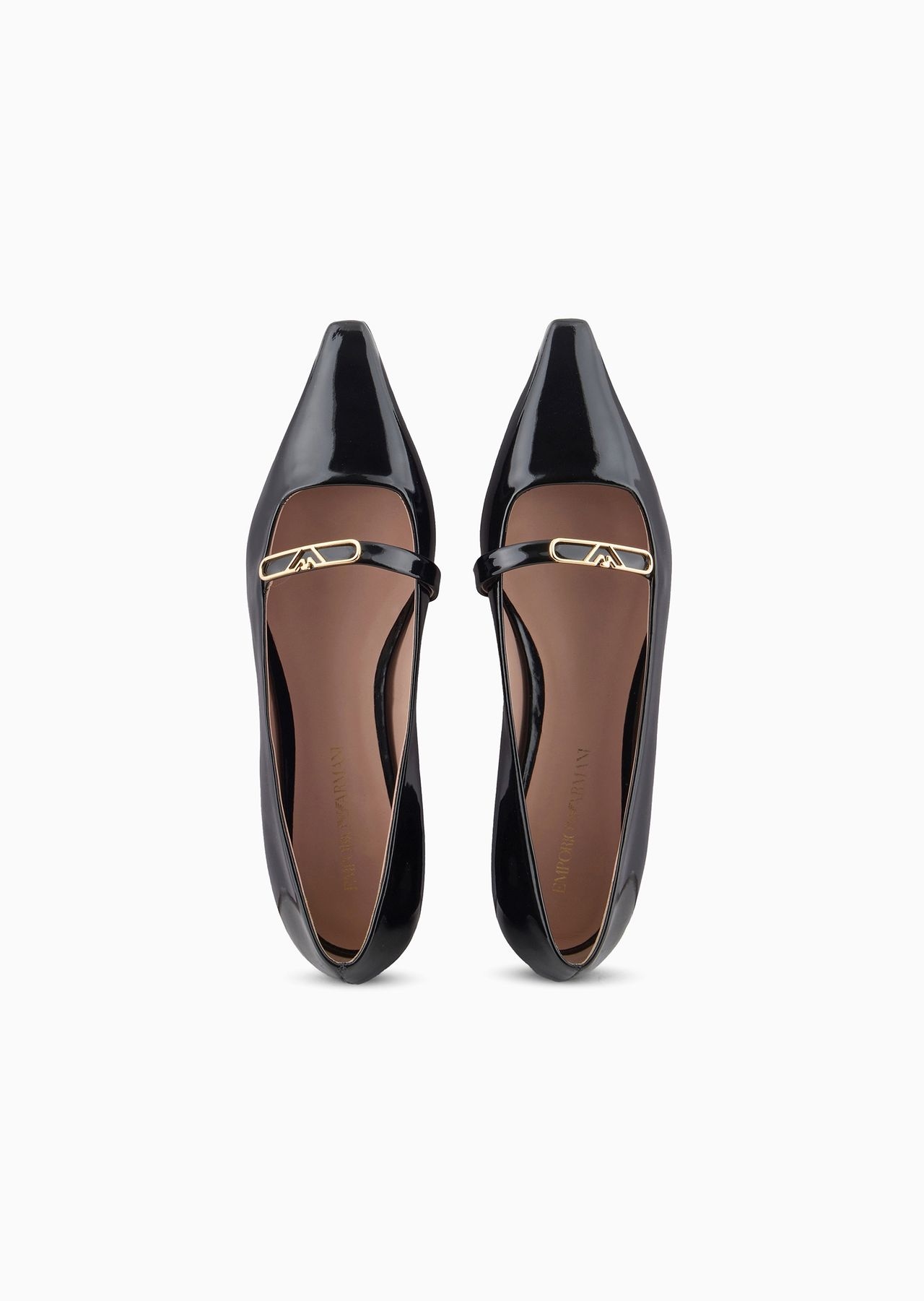 Pointed-toe ballerinas in patent leather with an eagle plate - 3