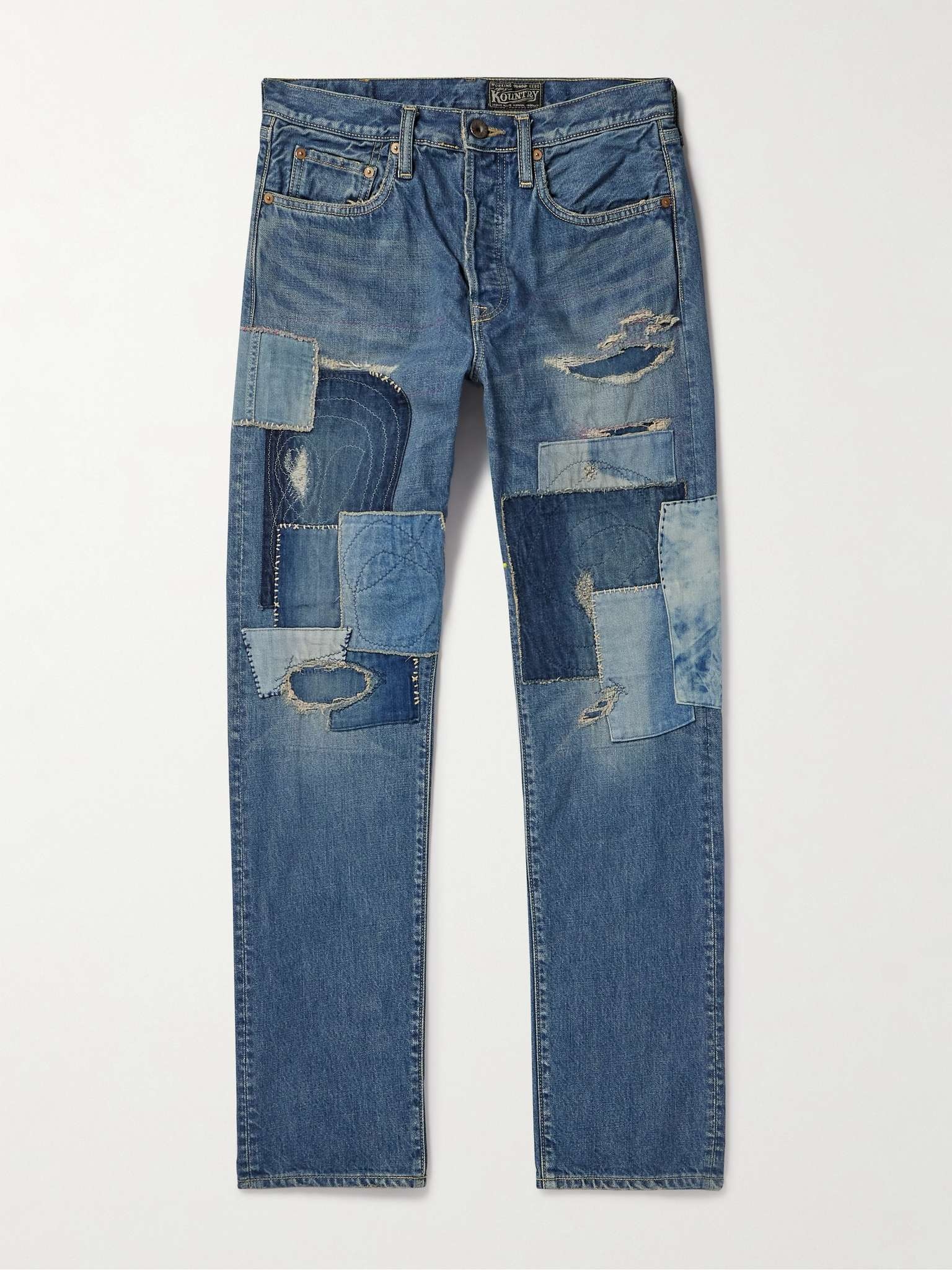 Monkey Cisco Straight-Leg Distressed Patchwork Jeans - 1