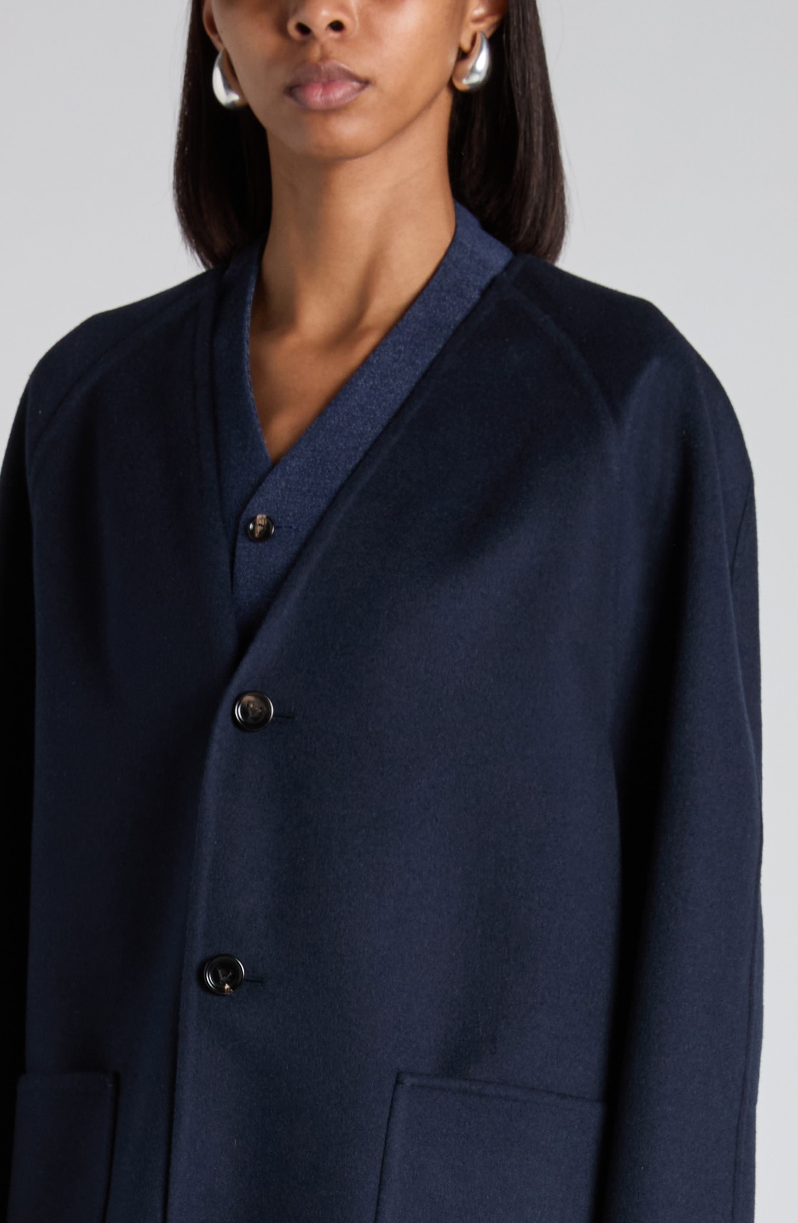Bottega Veneta Light Wool & Cashmere Double Face Coat in 4121 Navy at Nordstrom - 5
