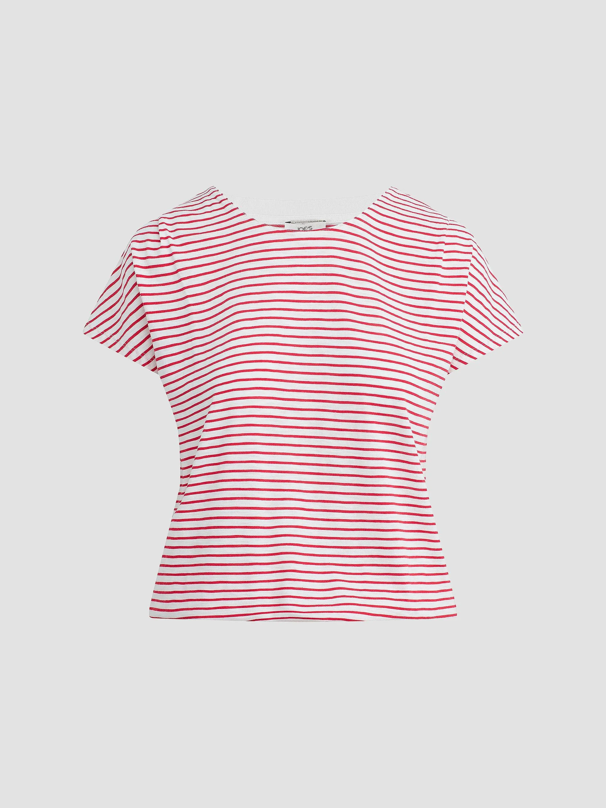Women's The Bubble Striped Cotton-Blend T-Shirt - Cherry Red White - 1