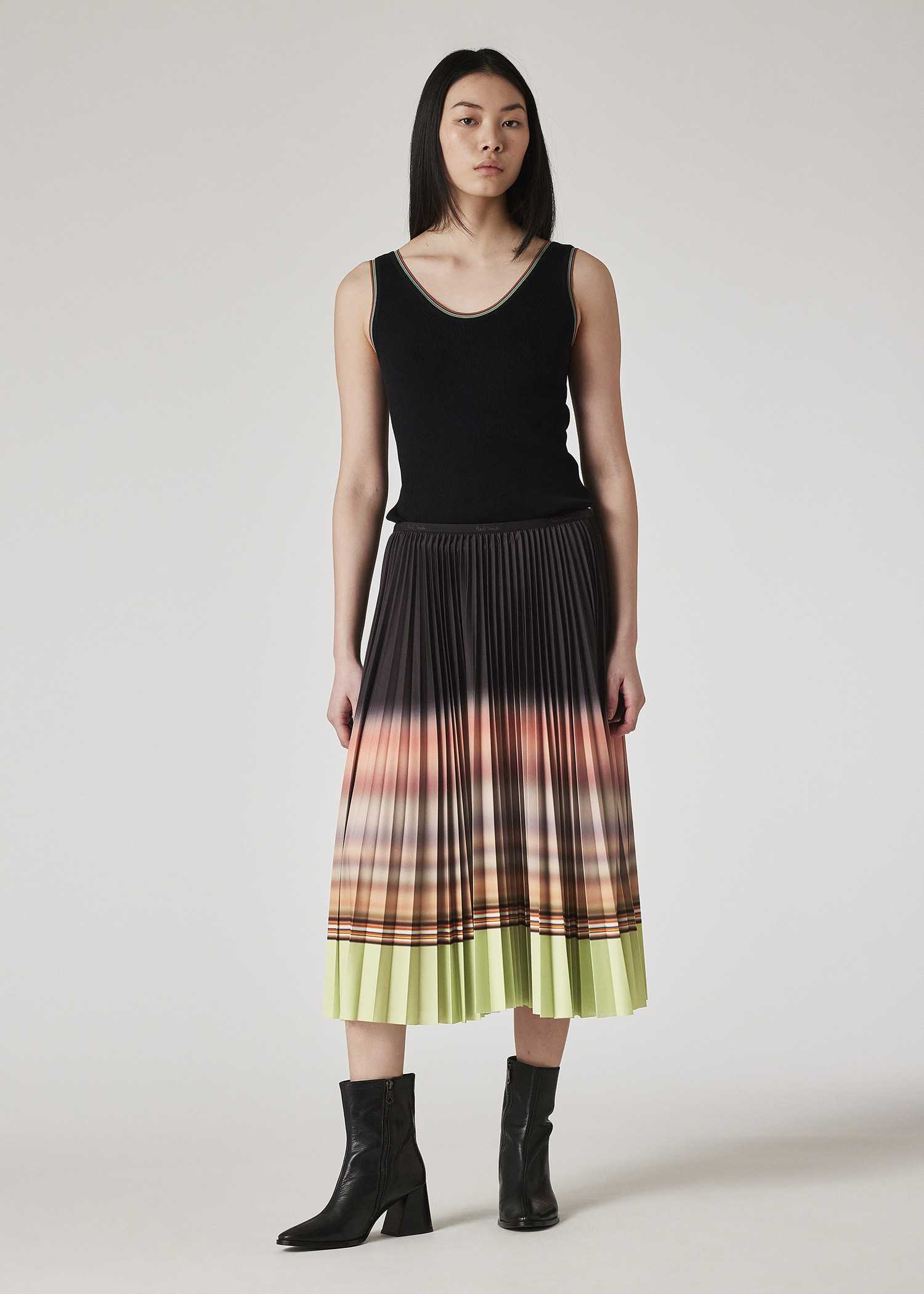 Women's Pistachio Gradient 'Signature Stripe' Pleated Skirt - 4