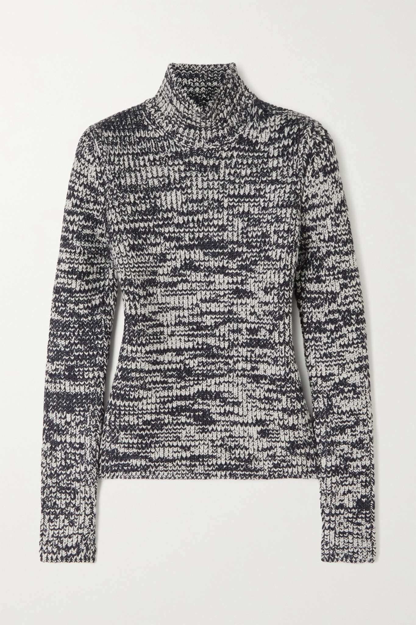 Two-tone wool and silk-blend turtleneck sweater - 1