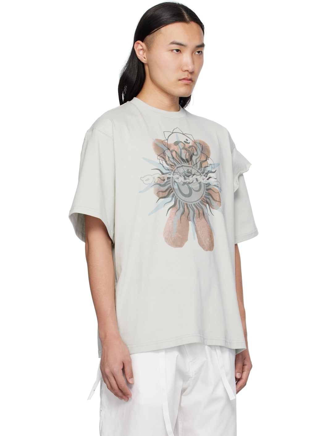 Gray Deconstructed Oversized T-shirt - 2