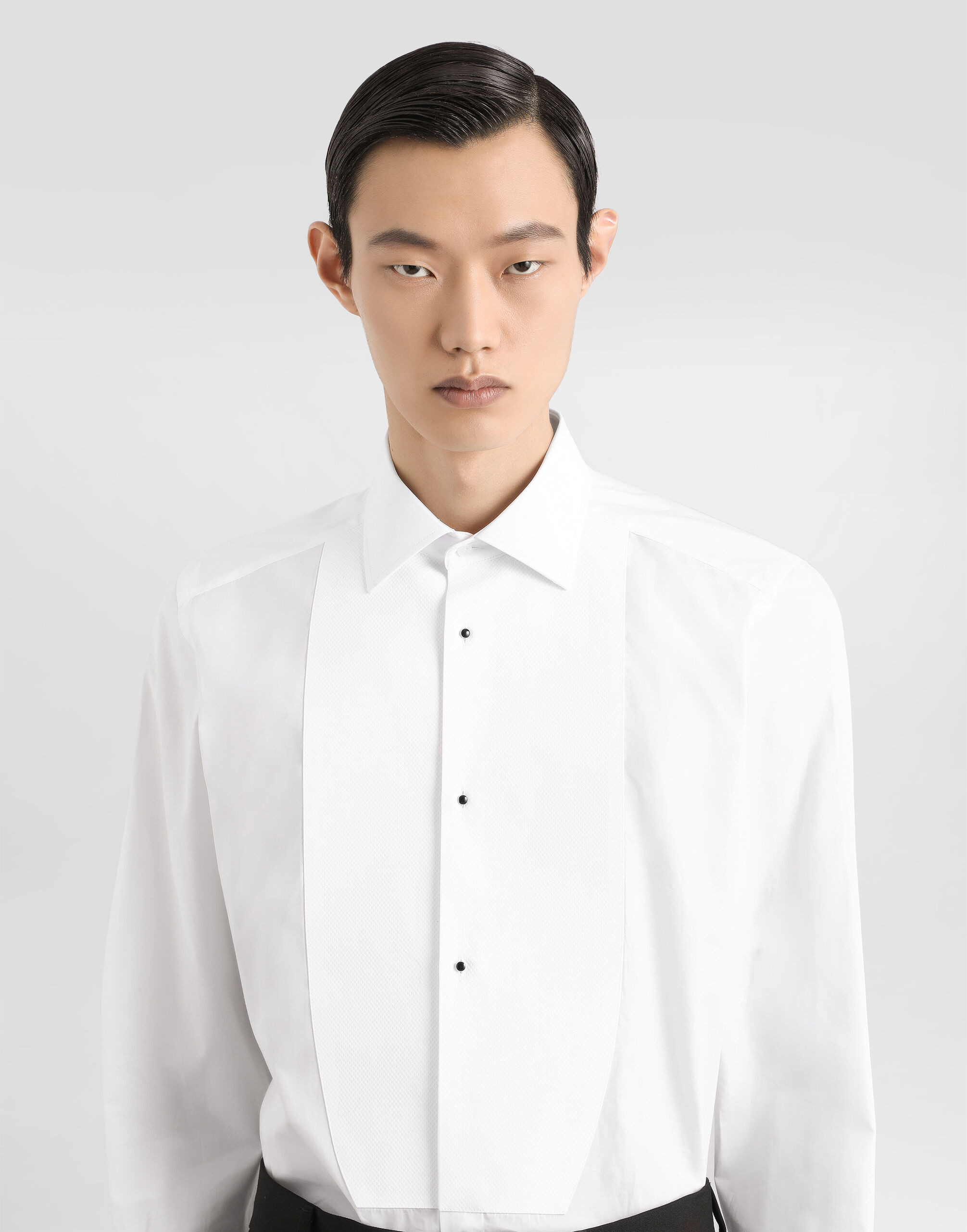 Gold fit tuxedo shirt in cotton poplin - 4