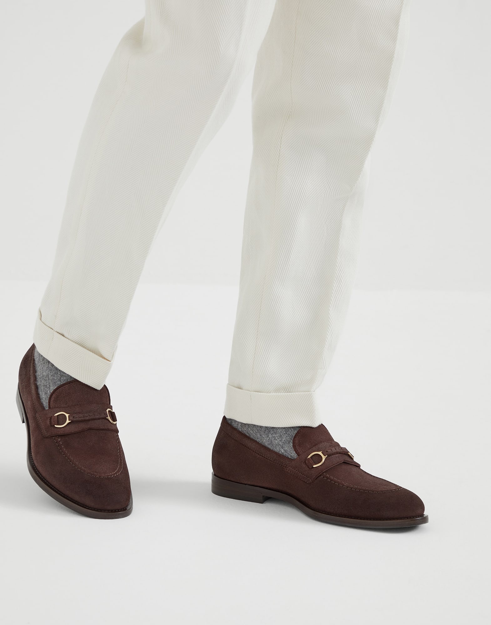Oiled suede penny loafers with bit detail - 4