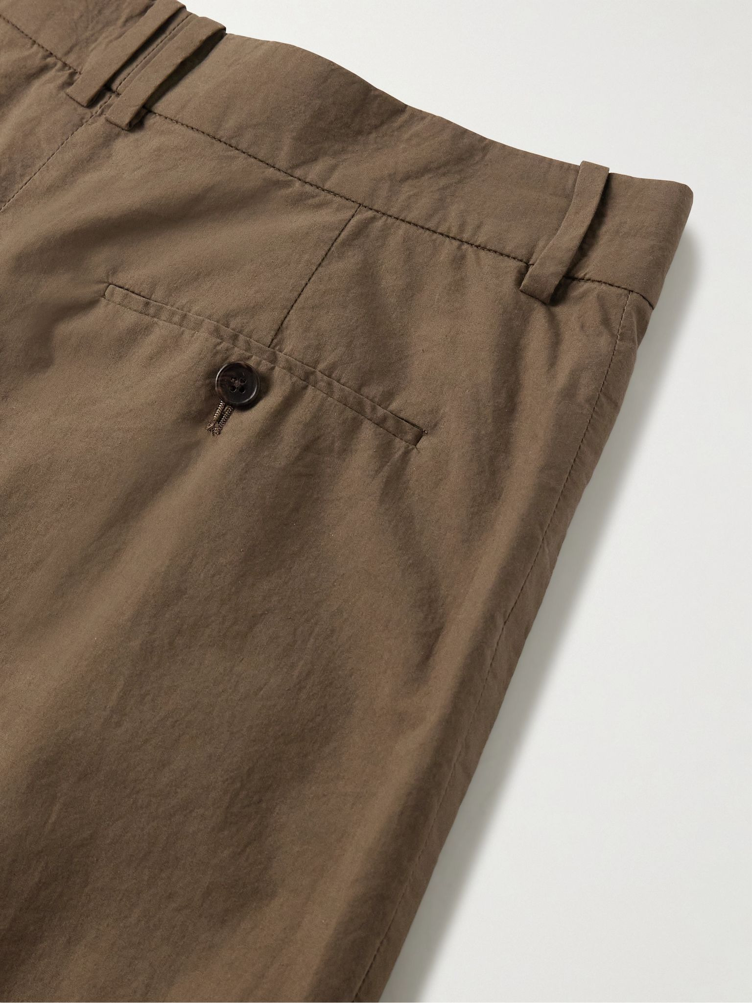 Silas Tapered Pleated Cotton Trousers Brown - 5
