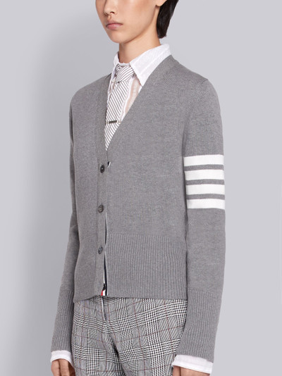 Thom Browne Light Grey Cotton Crepe Hector Icon Intarsia V-Neck Cardigan outlook