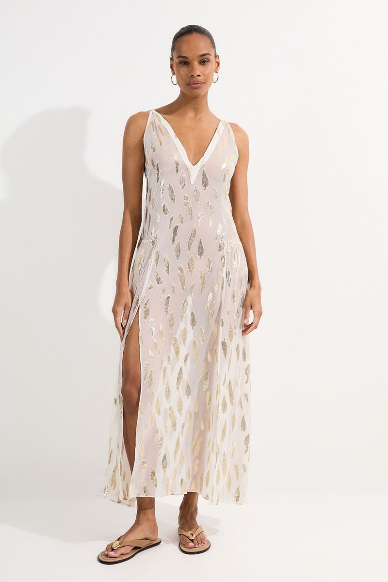 Beach Metallic Thread Strappy Maxi Dress 3