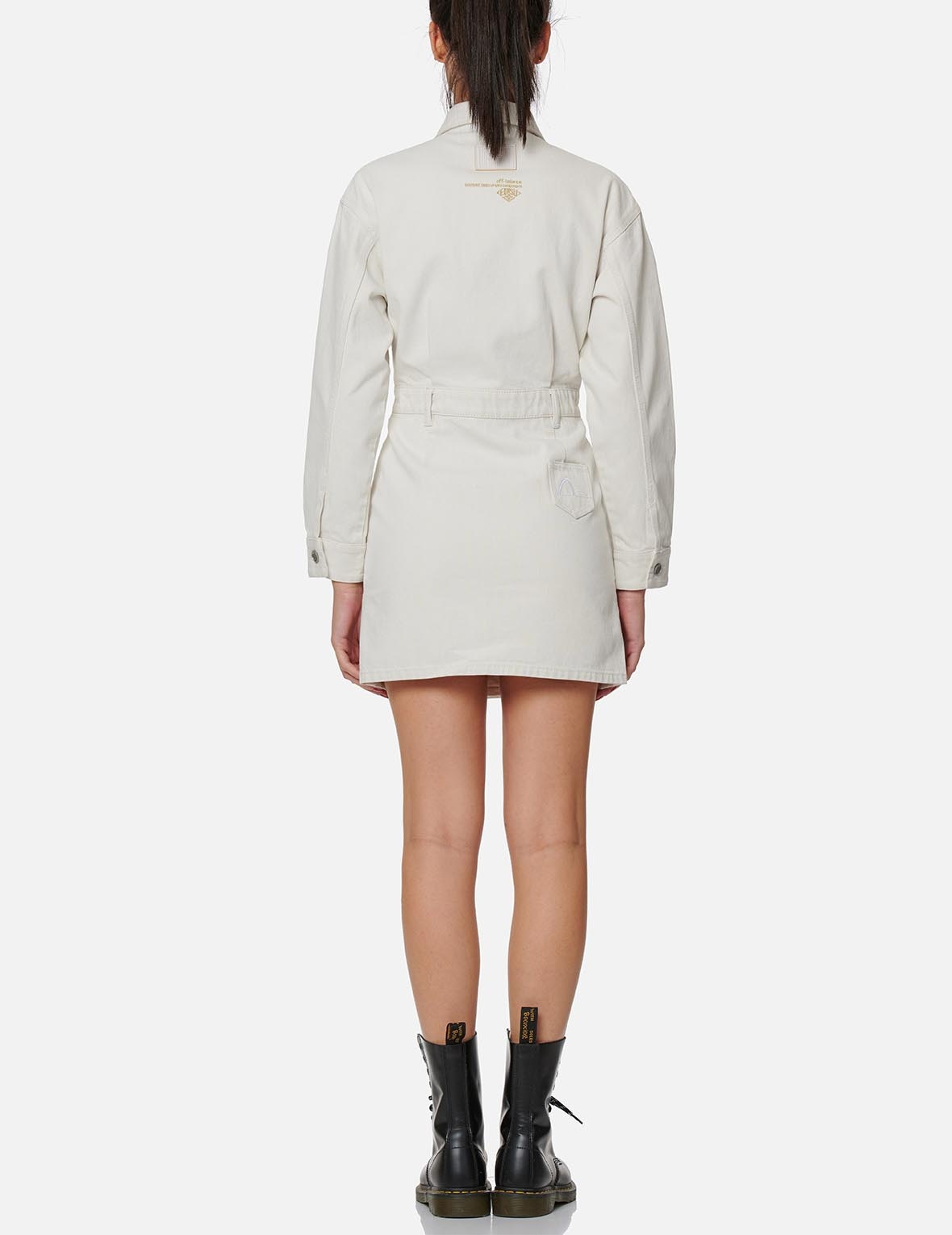 Slashed Seagull Embroidered Denim Dungaree Dress - 6