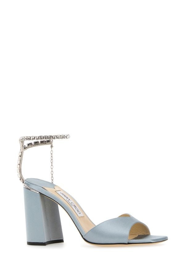 Pastel light blue satin Saeda 85 sandals - 2