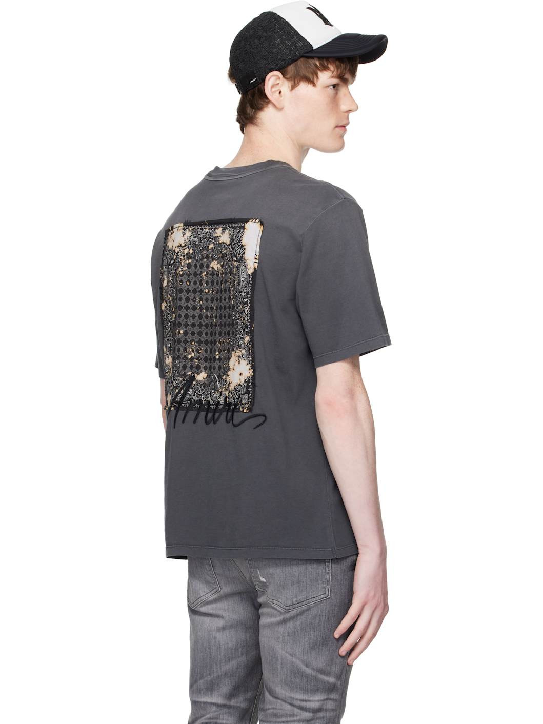 Gray Bleach Bandana Patch T-shirt - 3