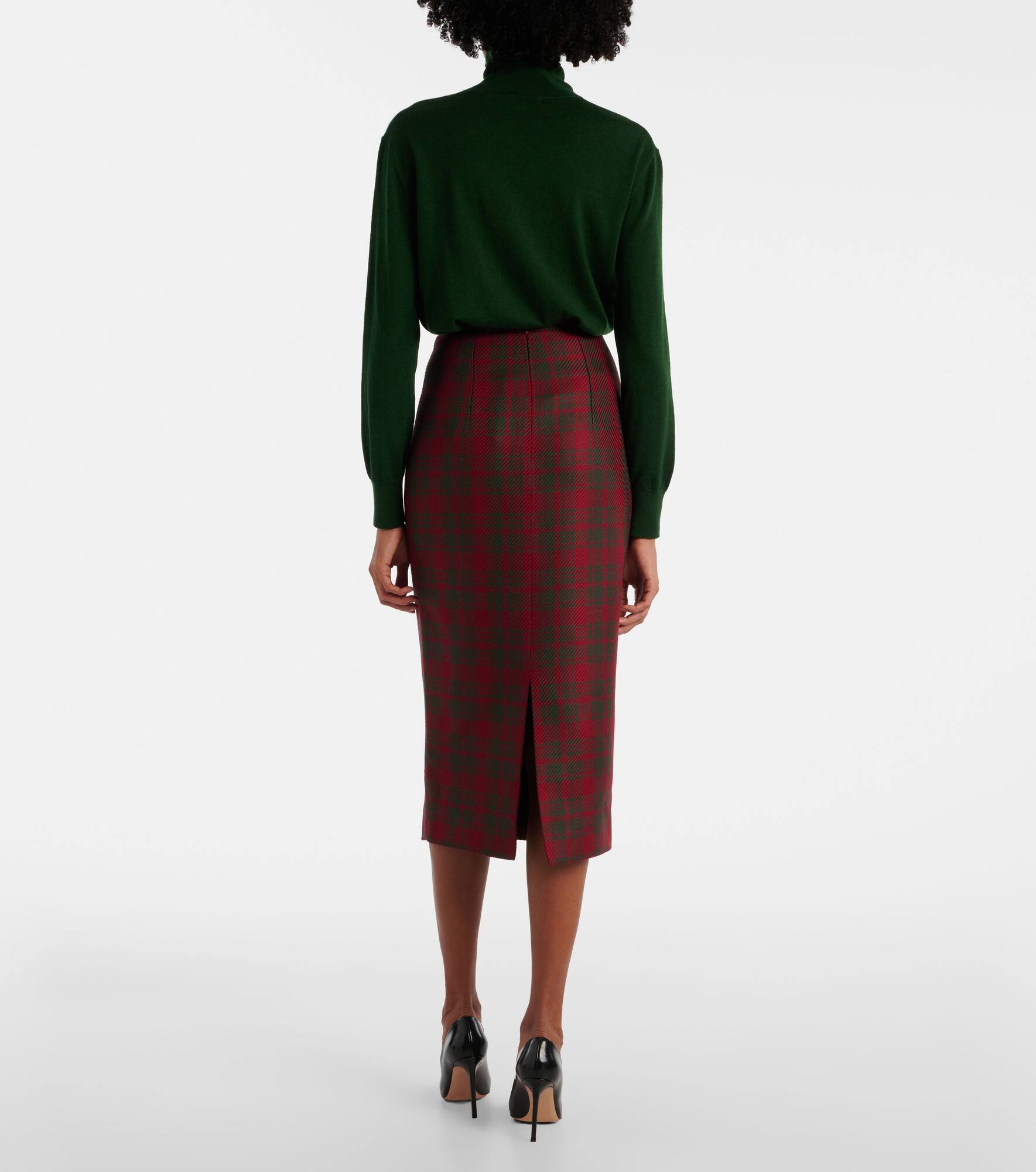 Lorelei plaid wool-blend pencil skirt - 3