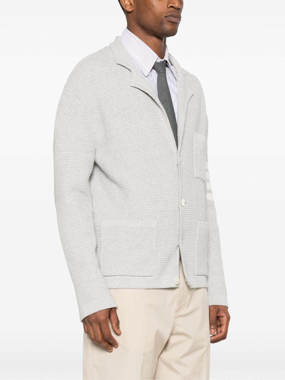 notched-lapels drop-shoulder cardigan - 3
