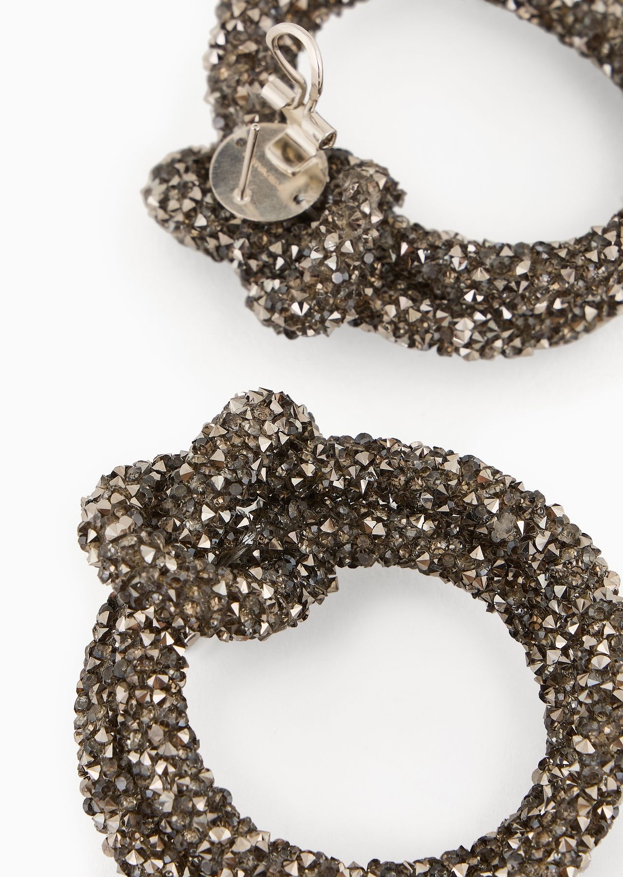 Hoop earrings covered in rhinestones and micro studs - 2