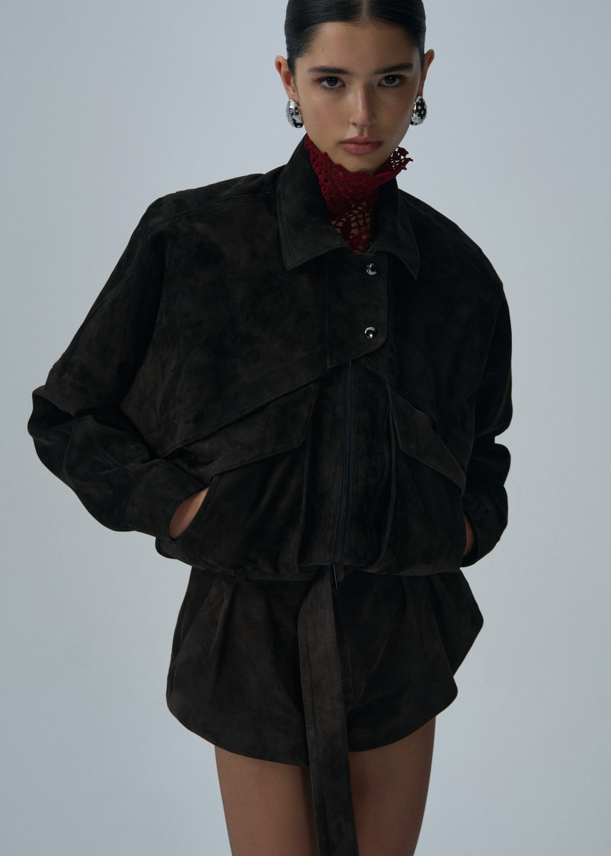 Vintage suede bomber jacket in brown - 4