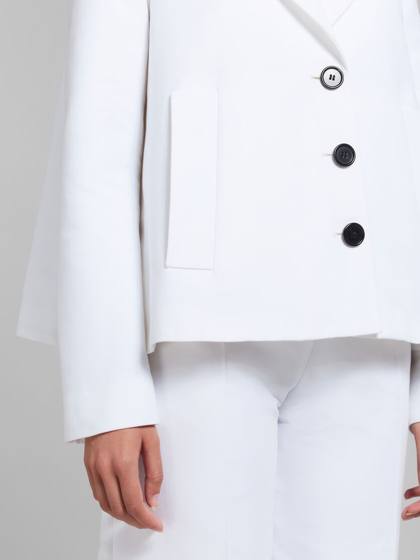 WHITE A-LINE CADY JACKET WITH BACK PLEAT - 5