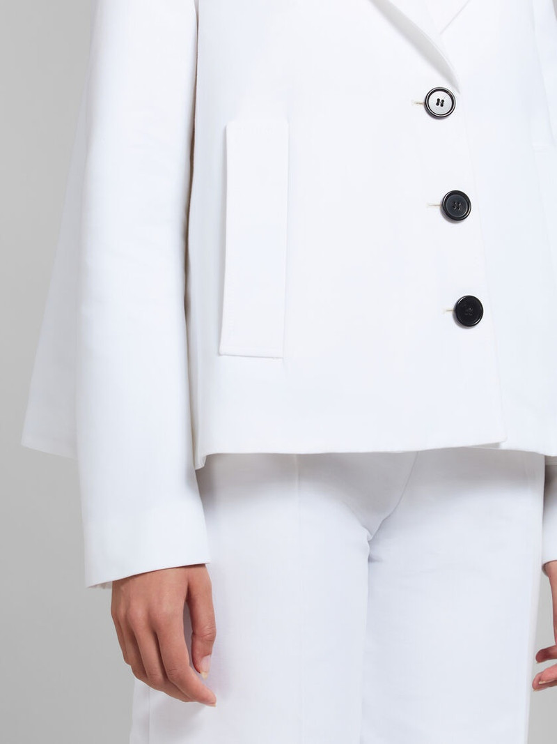 WHITE A-LINE CADY JACKET WITH BACK PLEAT 5