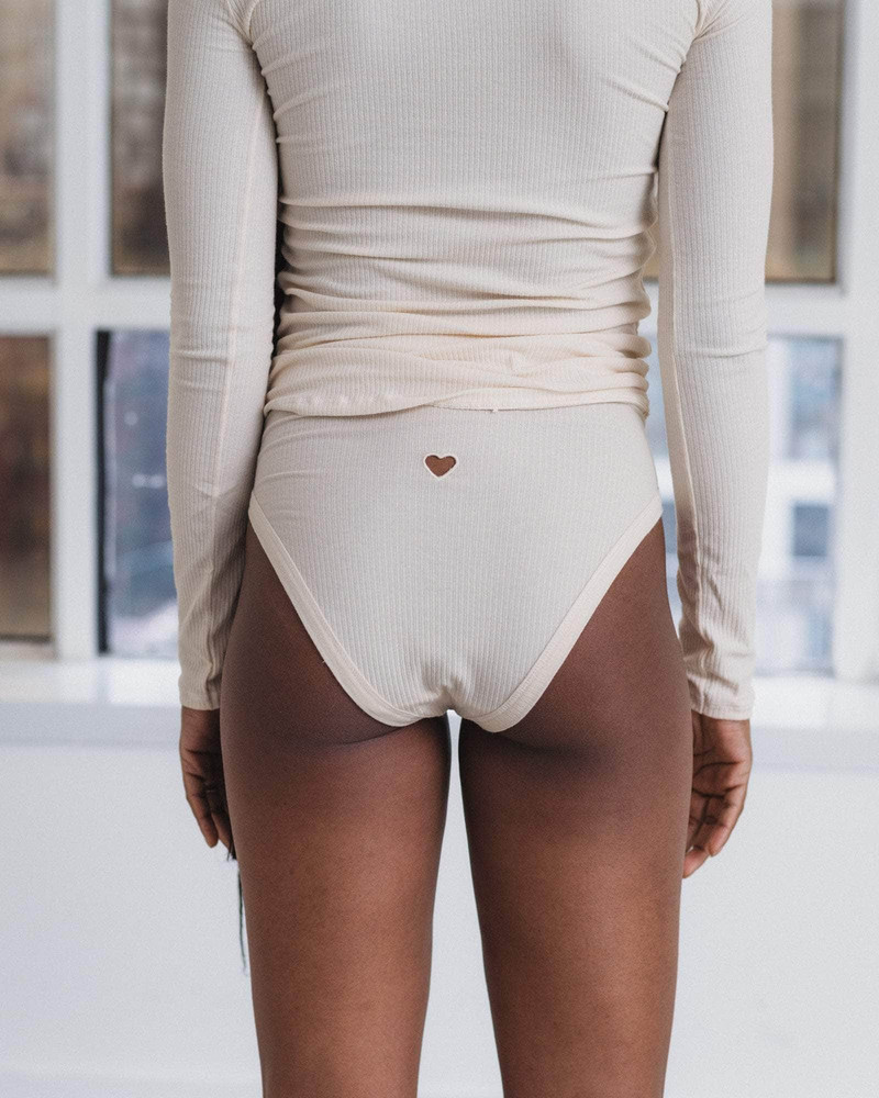 Heart Highwaist Bell Pants - Fine Organic Cotton Rib 1