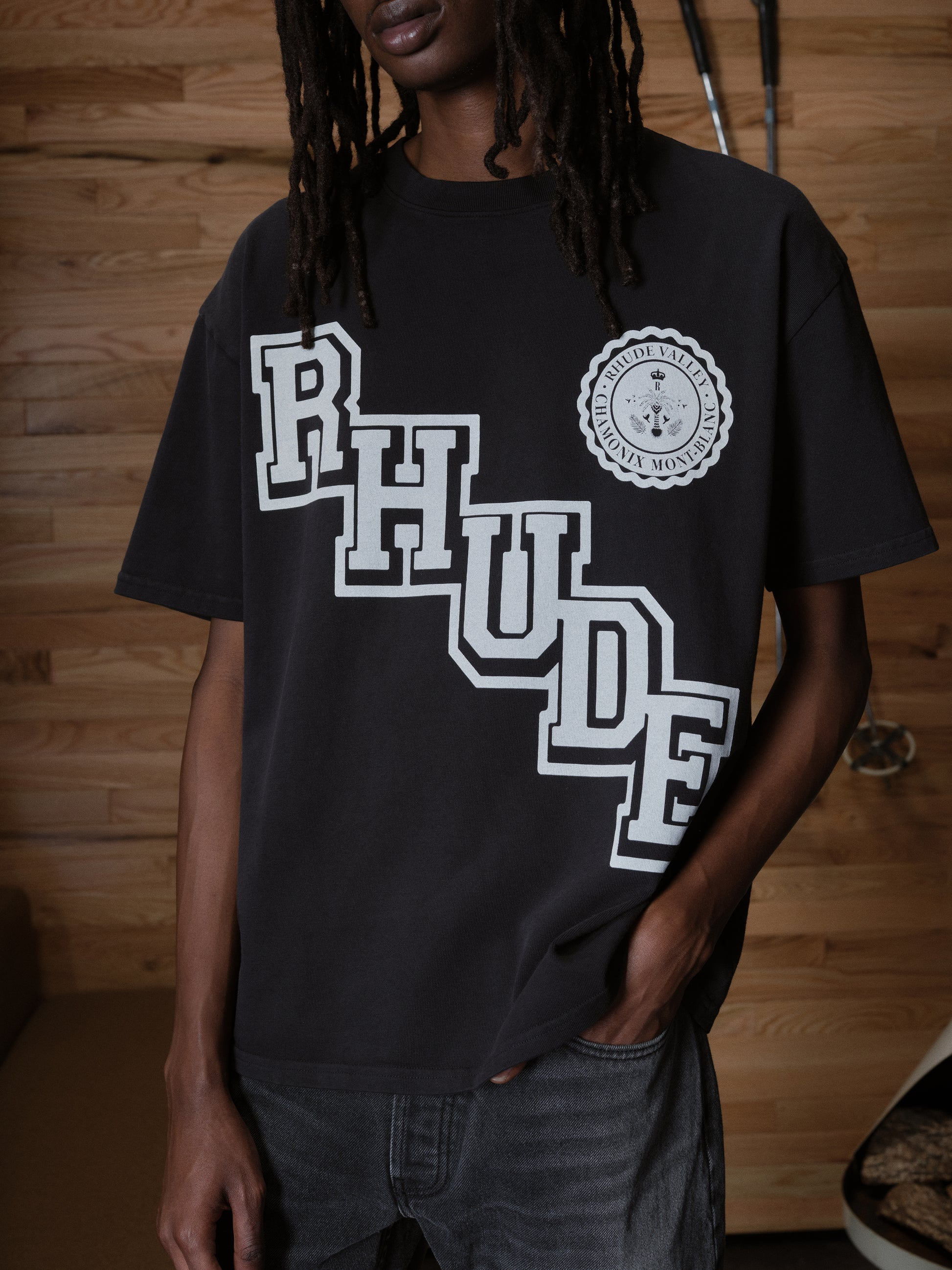 RHUDE COLLEGIATE CREST TEE - 5