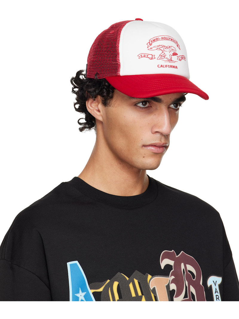 AMIRI Red & White 'AMIRI' Eagle Trucker Cap outlook